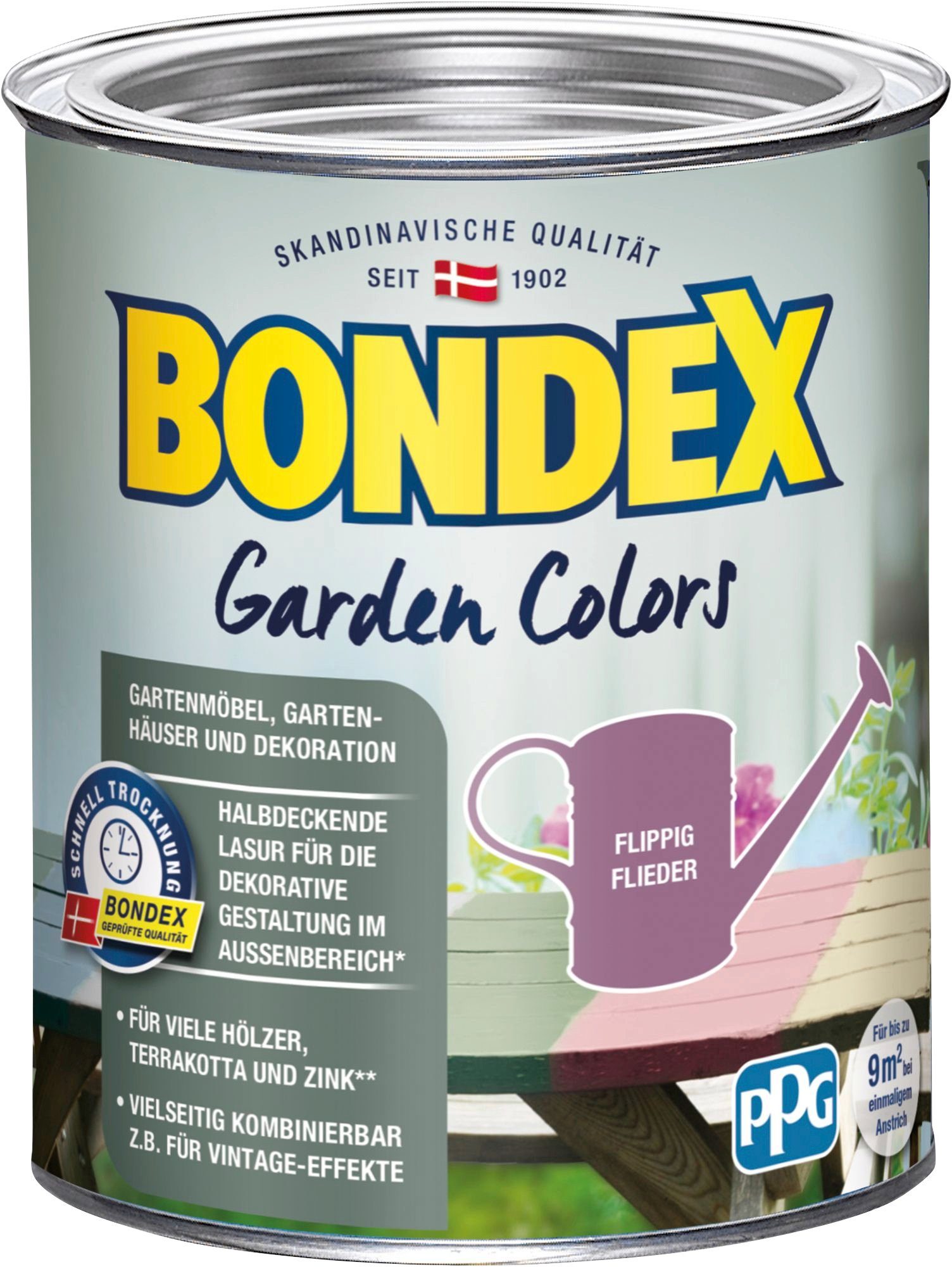 Bondex Wetterschutzfarbe GARDEN COLORS, Behagliches Grün, 0,75 Liter Inhalt Flippig Flieder