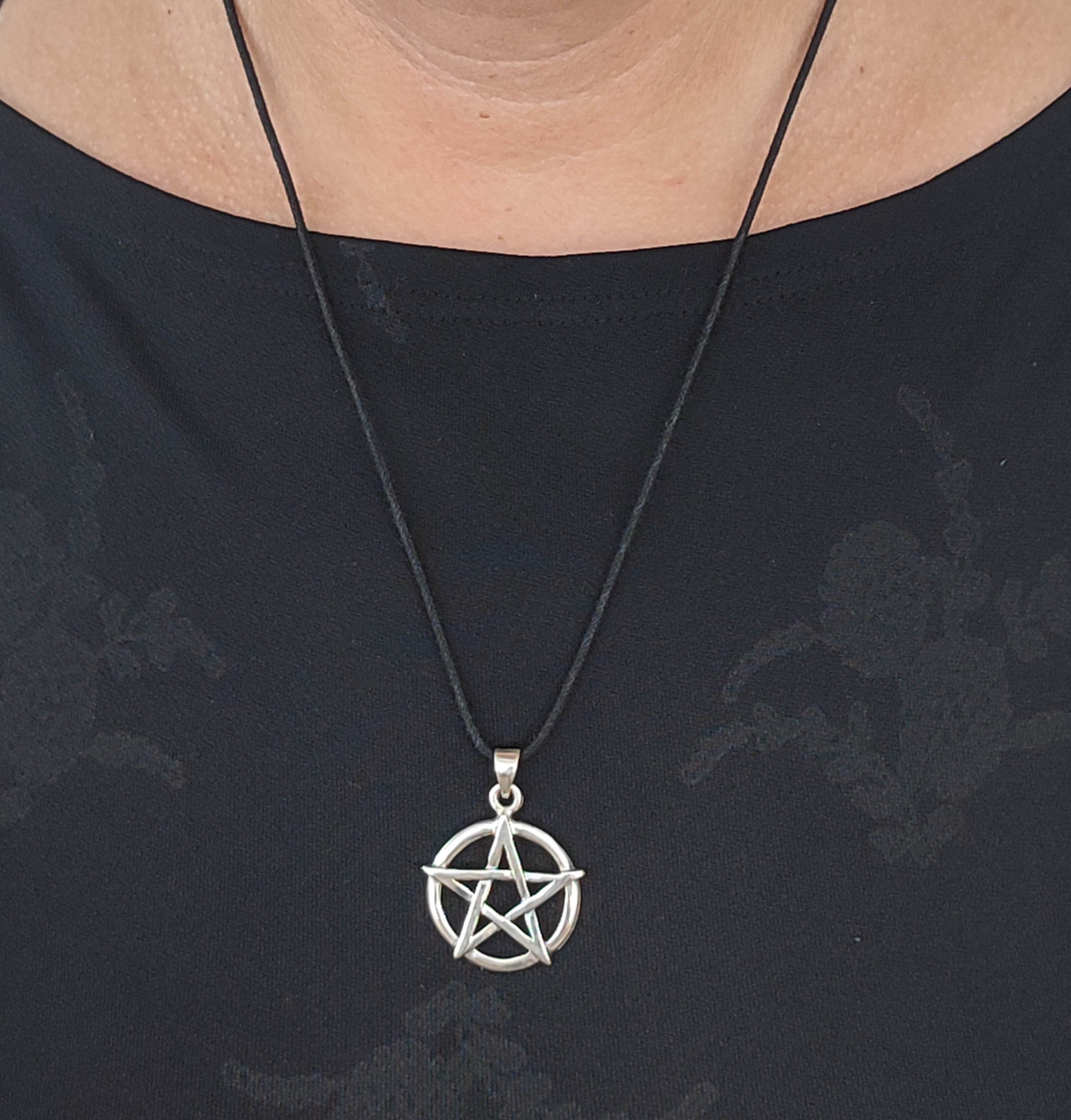 Kiss of Leather Kettenanhänger Pentagramm 925 Silber Anhänger Pentagram weiße Magie Zauber Wicca