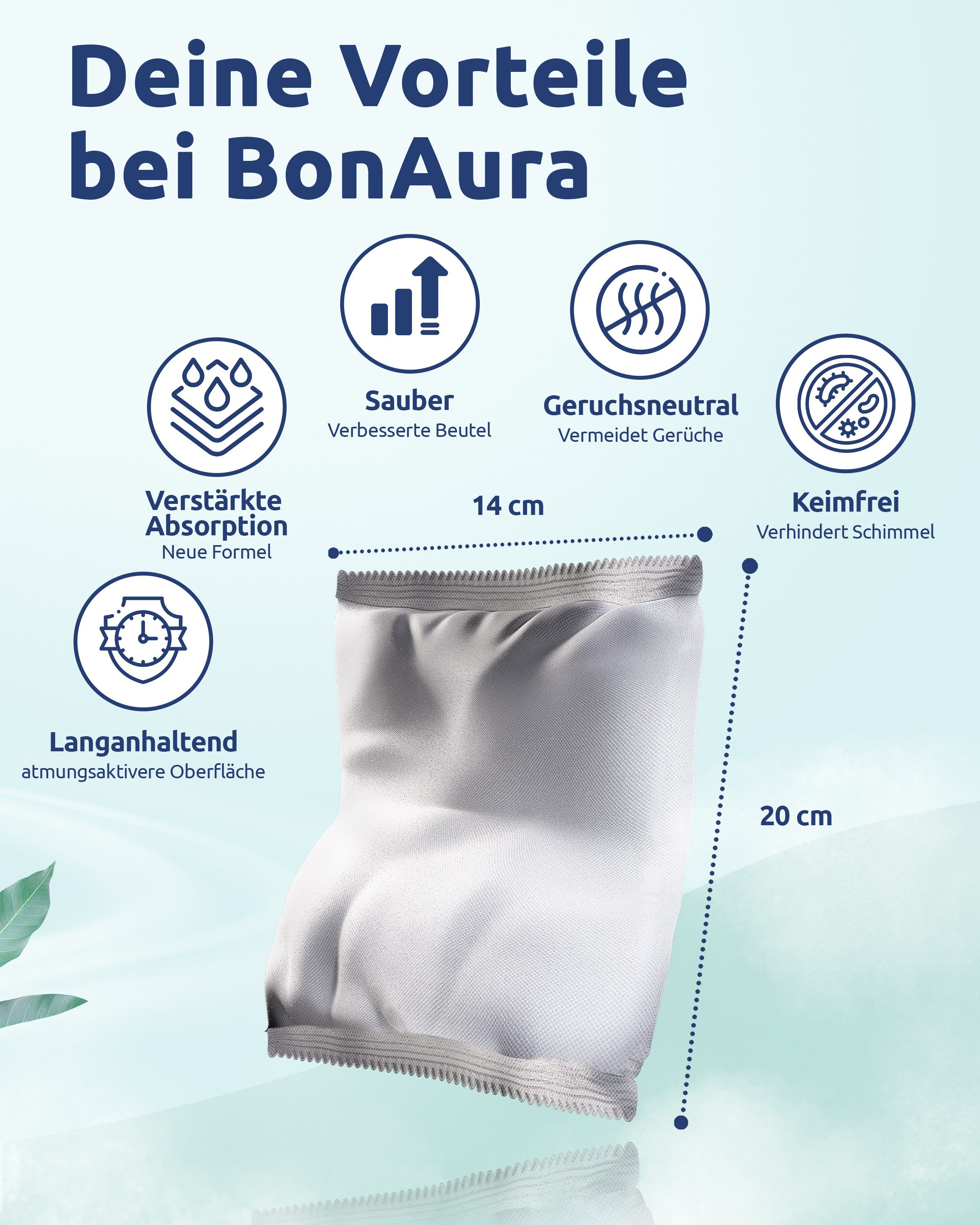 BonAura Luftentfeuchter-Nachfüllpack Entfeuchter Granulat im Vliesbeutel, 2er oder 4er Set, 980g pro Stk., Geruchsneutral