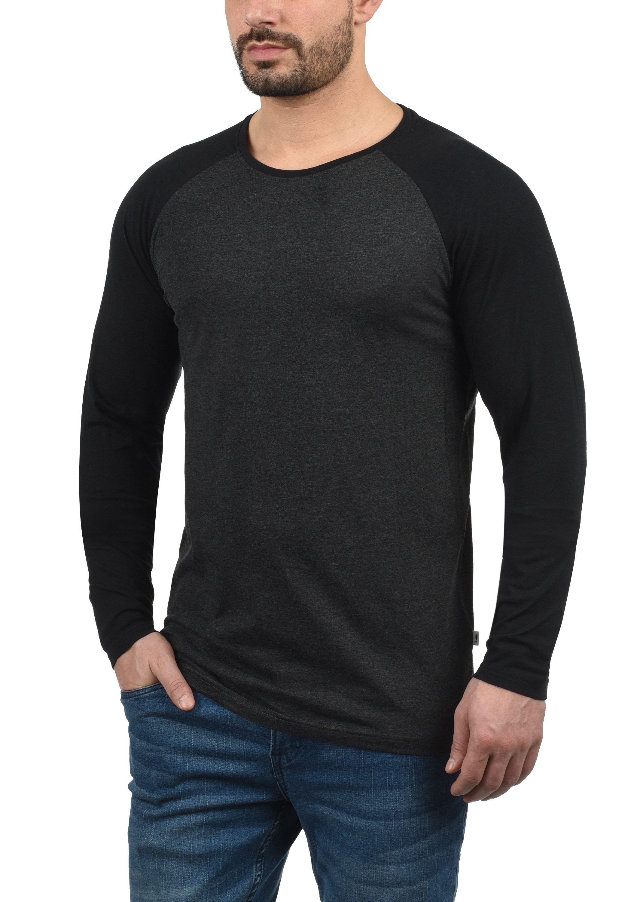 !Solid Rundhalsshirt SDBastien Longsleeve im Baseball-Look günstig online kaufen