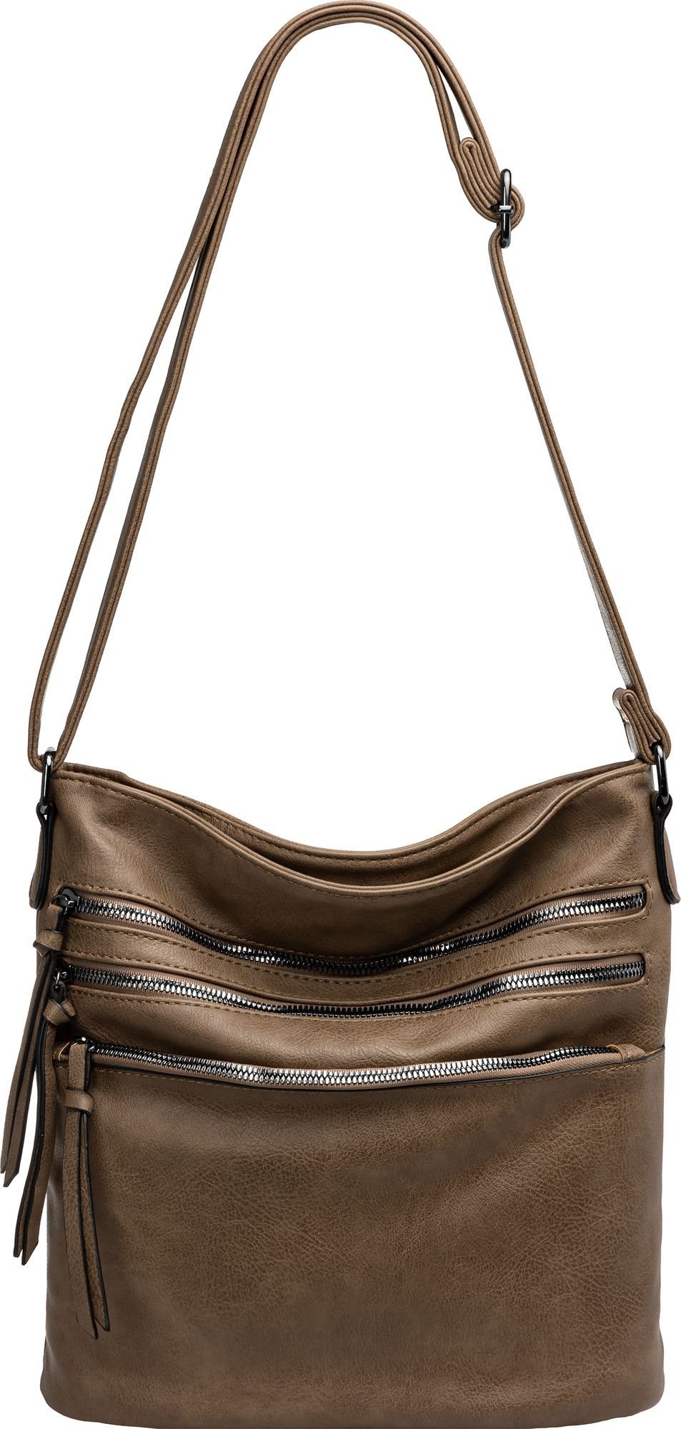 Caspar Umhängetasche TS1071 sportlich elegante mittelgroße Damen Crossbody Bag Umhängetasche khaki