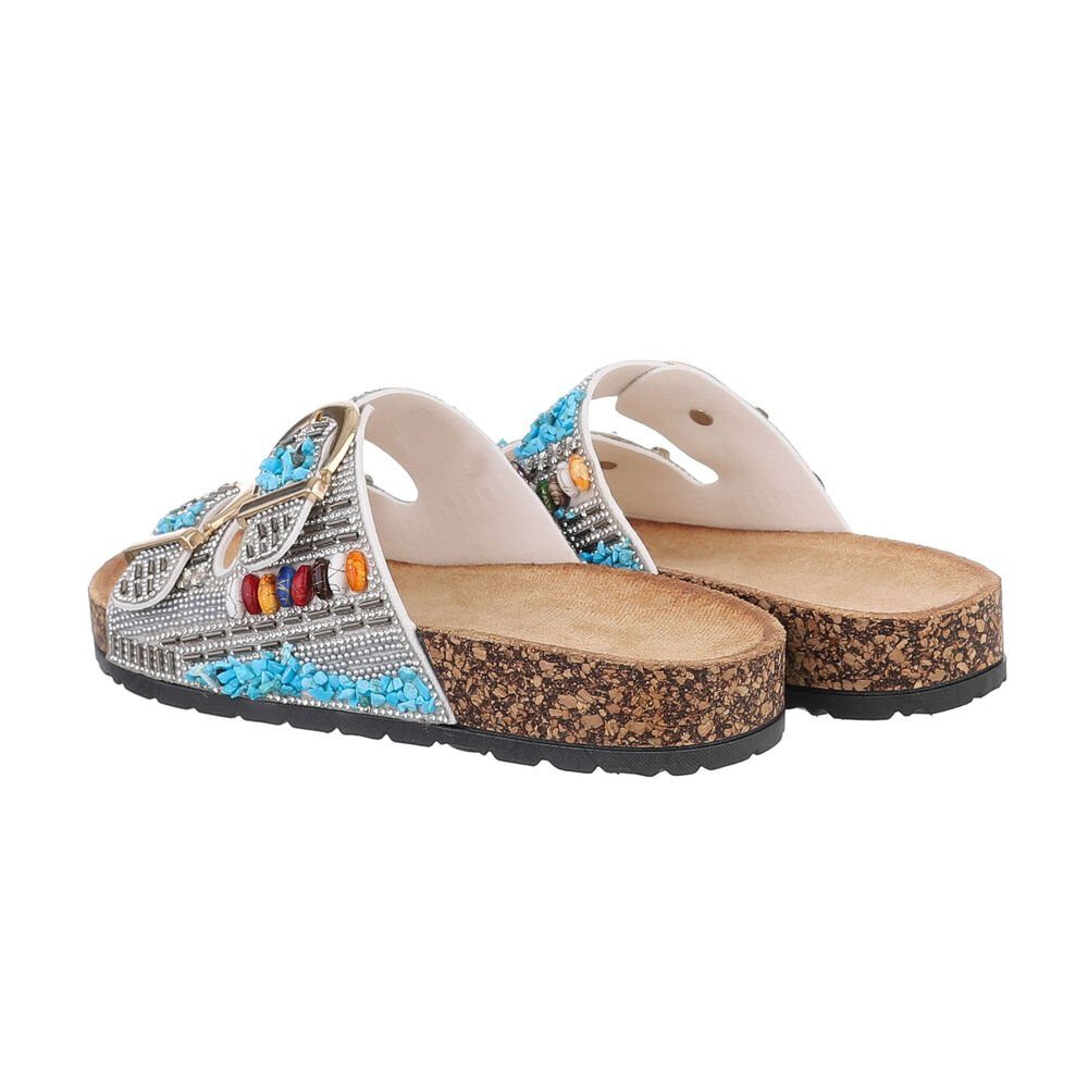 Ital-Design Damen Mules Freizeit Pantolette (85698222) Flach Pantoletten in Weiß