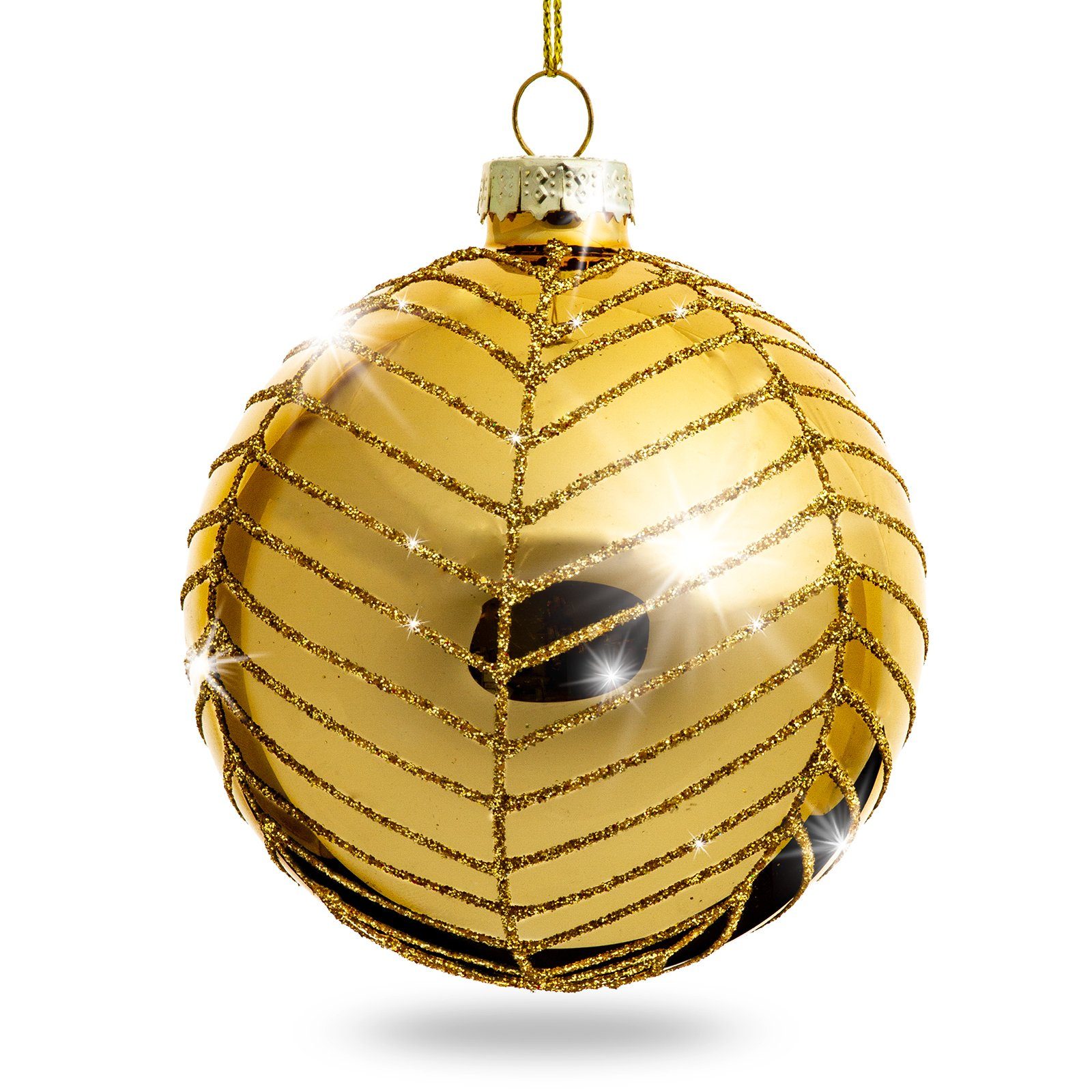 Christbaumschmuck Highlights Gold 4er Set Christbaumkugeln aus Glas mit Verzierung