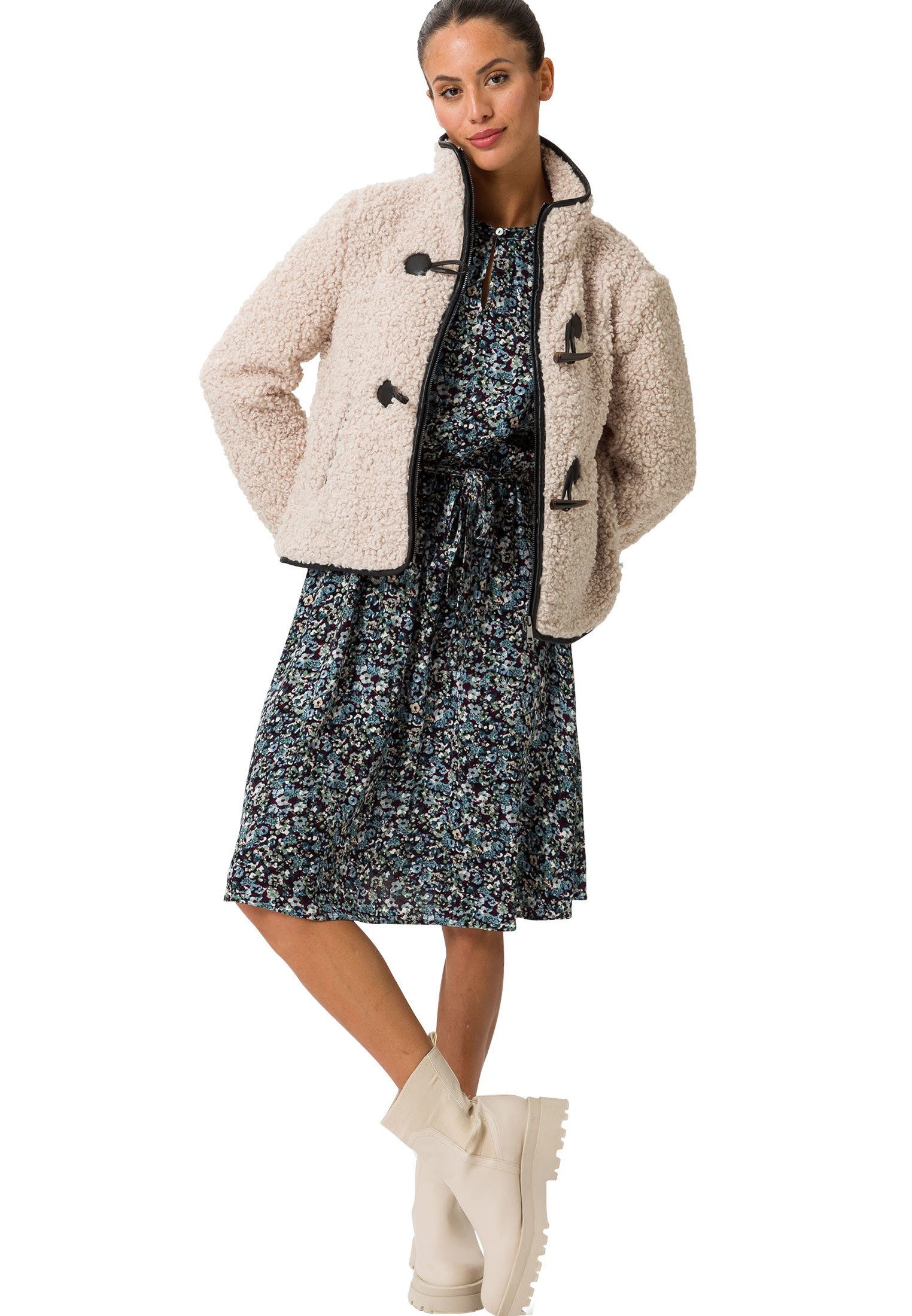 Zero Fellimitatjacke zero Teddyfelljacke mit Knebelknöpfen