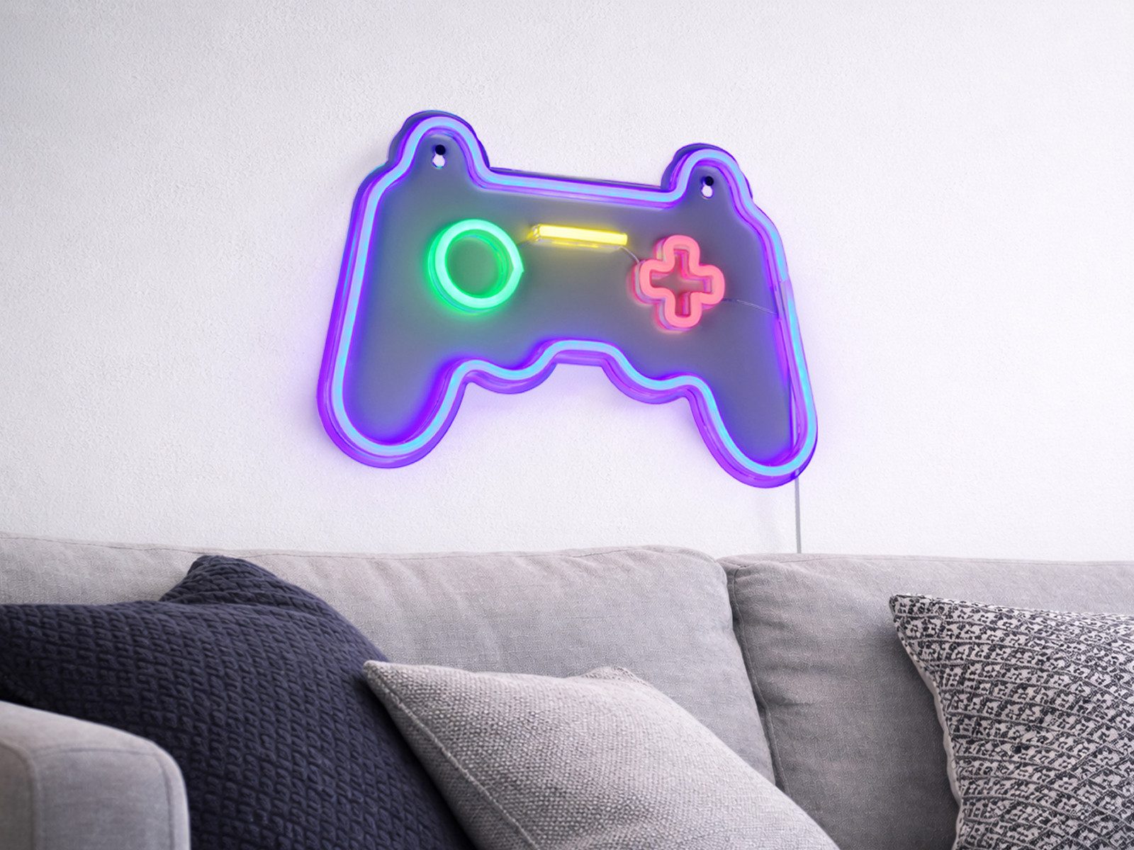 Reality Leuchten LED Dekolicht Flaches Neon-Schild Gaming, Breite 41cm, LED fest integriert, USB Dekoleuchte, Wand Deko-Lampe Gaming mit Netzteil & Schalter