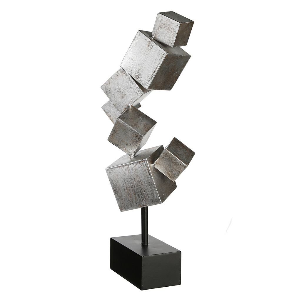 Casablanca by Gilde Dekoobjekt Skulptur Cubes, antik silber (1 St), Höhe 56  cm, aus Metall, Wohnzimmer