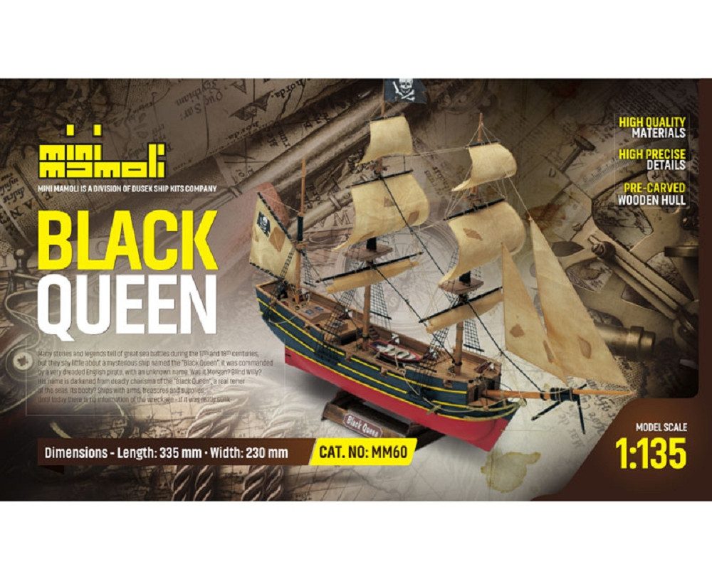 Modellbausatz Mini Mamoli Schiff Black Queen 1:135 Holz Bausatz