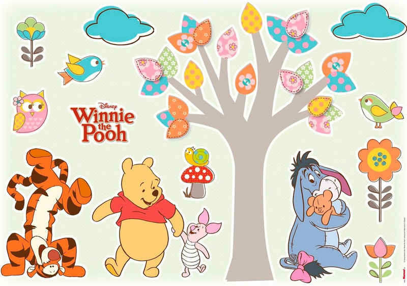Komar Wandtattoo Winnie Pooh Nature Lovers (14 St), 50x70 cm (Breite x Höhe), selbstklebendes Wandtattoo