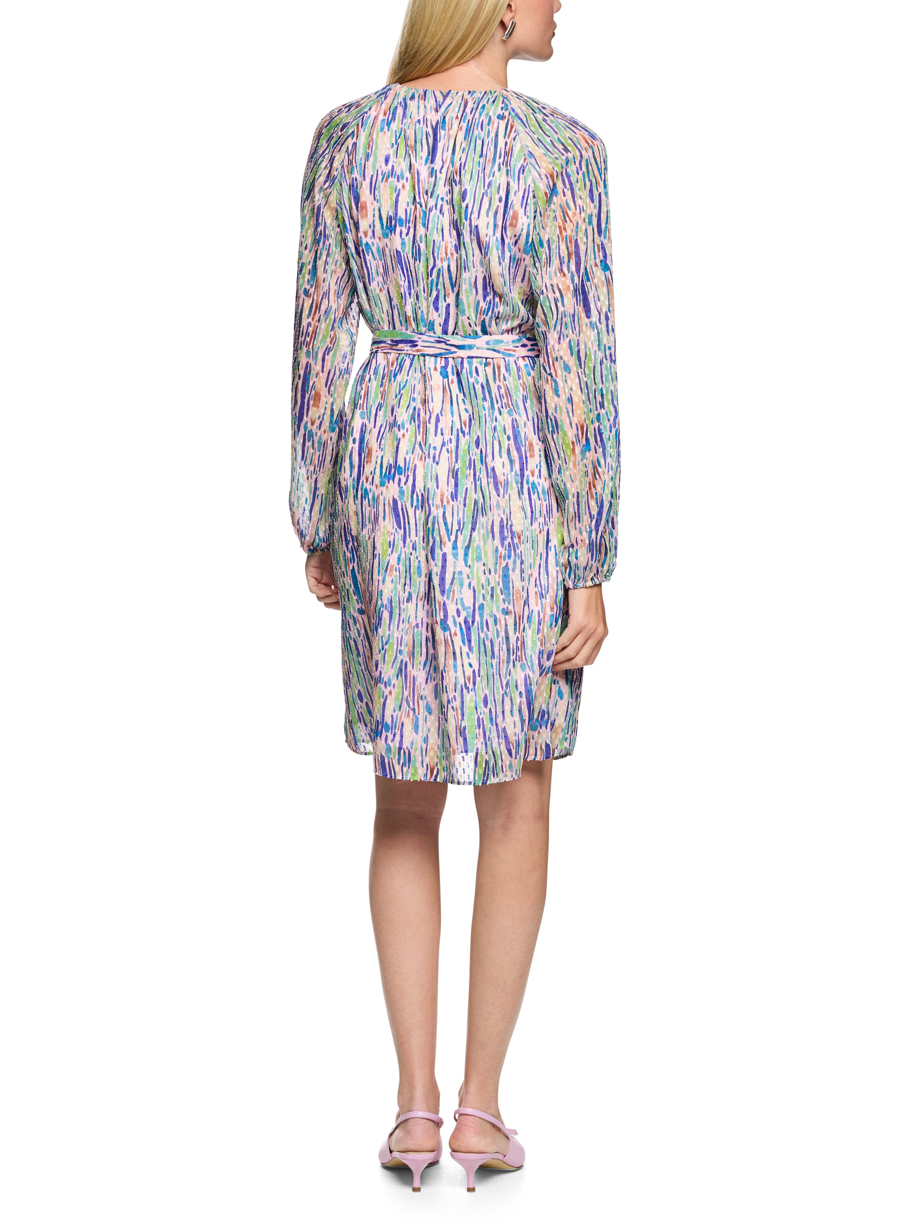 Marc Cain Midikleid Spring Fling Premium Damenmode mit Bindegürtel, mit buntem Confetti-Print