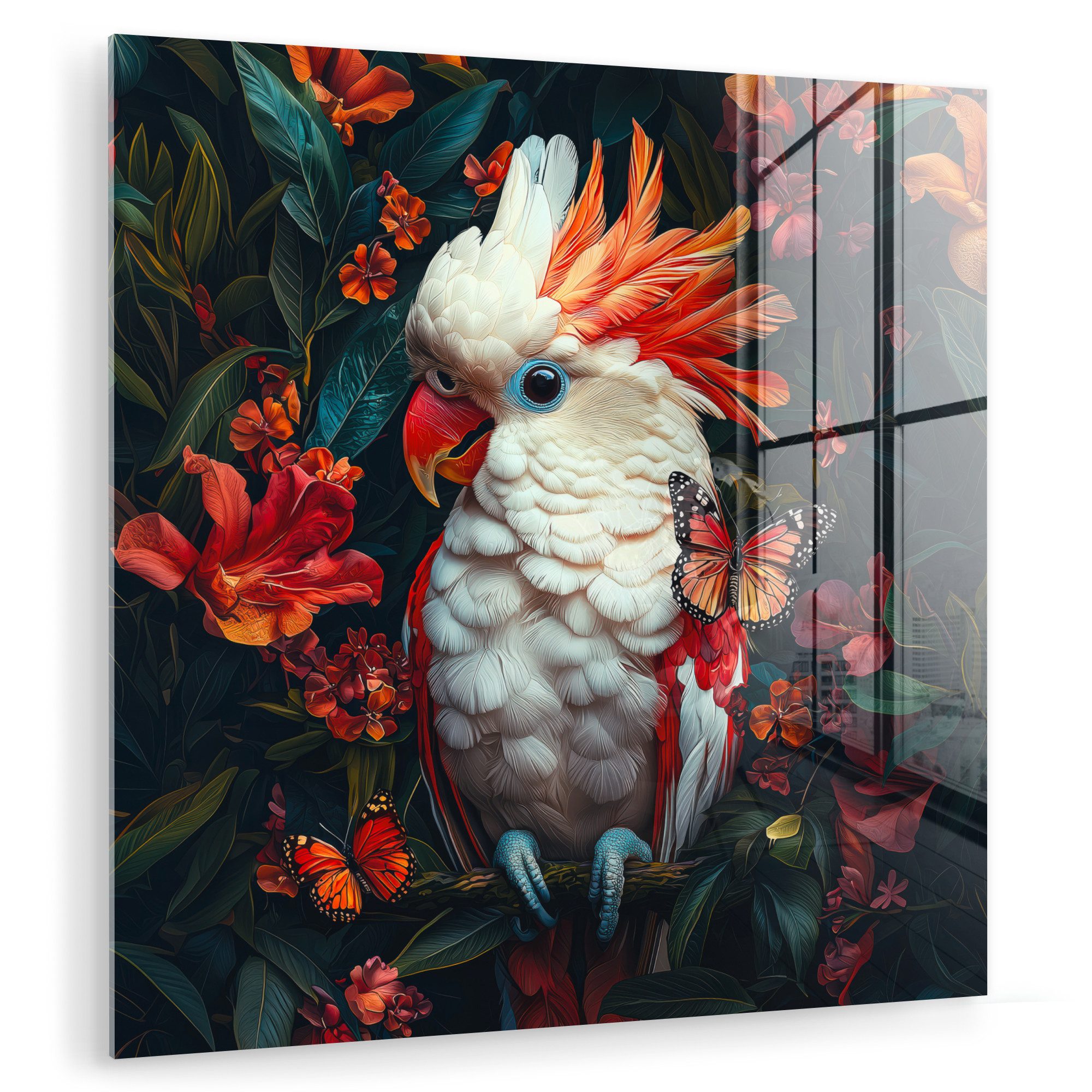 MuchoWow Acrylglasbild Kakadu - Schmetterlinge - günstig online kaufen