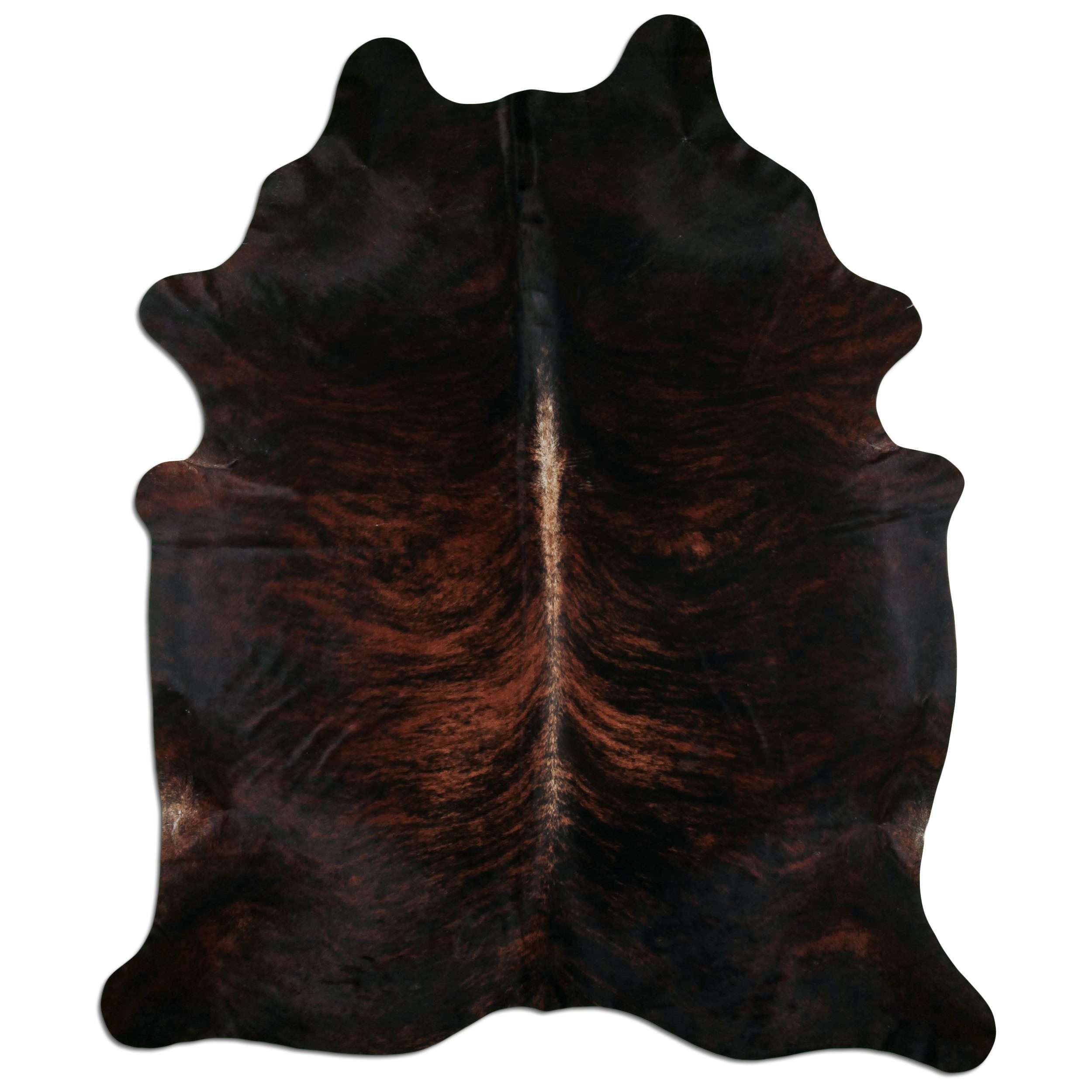 Livorio Fellteppich L205 x B245 cm - braun schwarz weiß, Kuhfell, Premium Kuhfell Teppich, Rinderfell, Echtfell, dark brindle