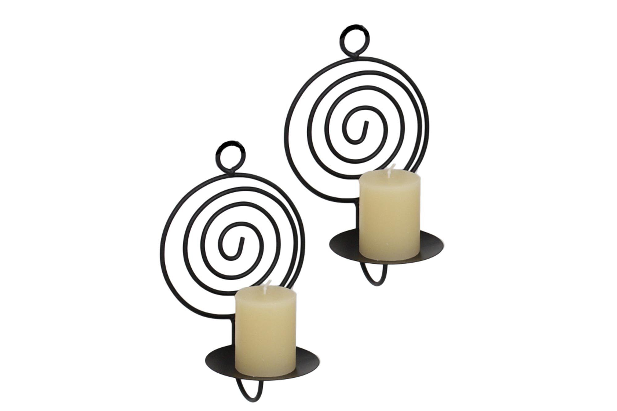 Harms Import Wandkerzenhalter (2 St), schwarz Metall Spiraloptik 2 Stück 10x12,5x21cm | Kerzenständer