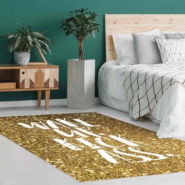 Teppich Vinyl Wohnzimmer Schlafzimmer Flur Küche Muster modern, Bilderdepot24, rechteckig - gold glatt, nass wischbar (Küche, Tierhaare) - Saugroboter & Bodenheizung geeignet