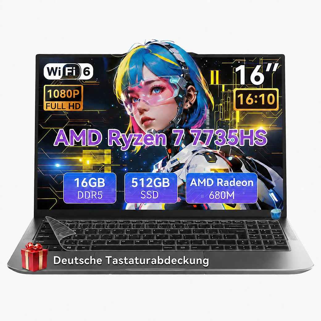 blackview GamiBook 6 16" AMD Ryzen 7 gaming business laptop mit Tastaturfolie Notebook (AMD Ryzen 7 7735HS AMD Ryzen™ 7 7735HS, 16 GB, 512 …