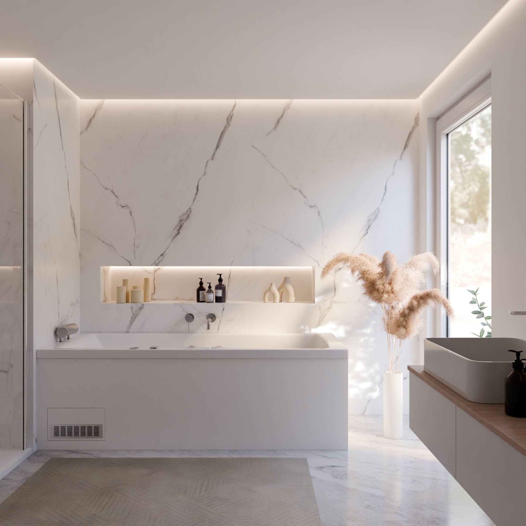 Schulte Whirlpool-Badewanne Luma, Sanitäracryl, Weiß, Größenauswahl, (Komplettsystem), Hydro-Jet Massage- und Luftsystem