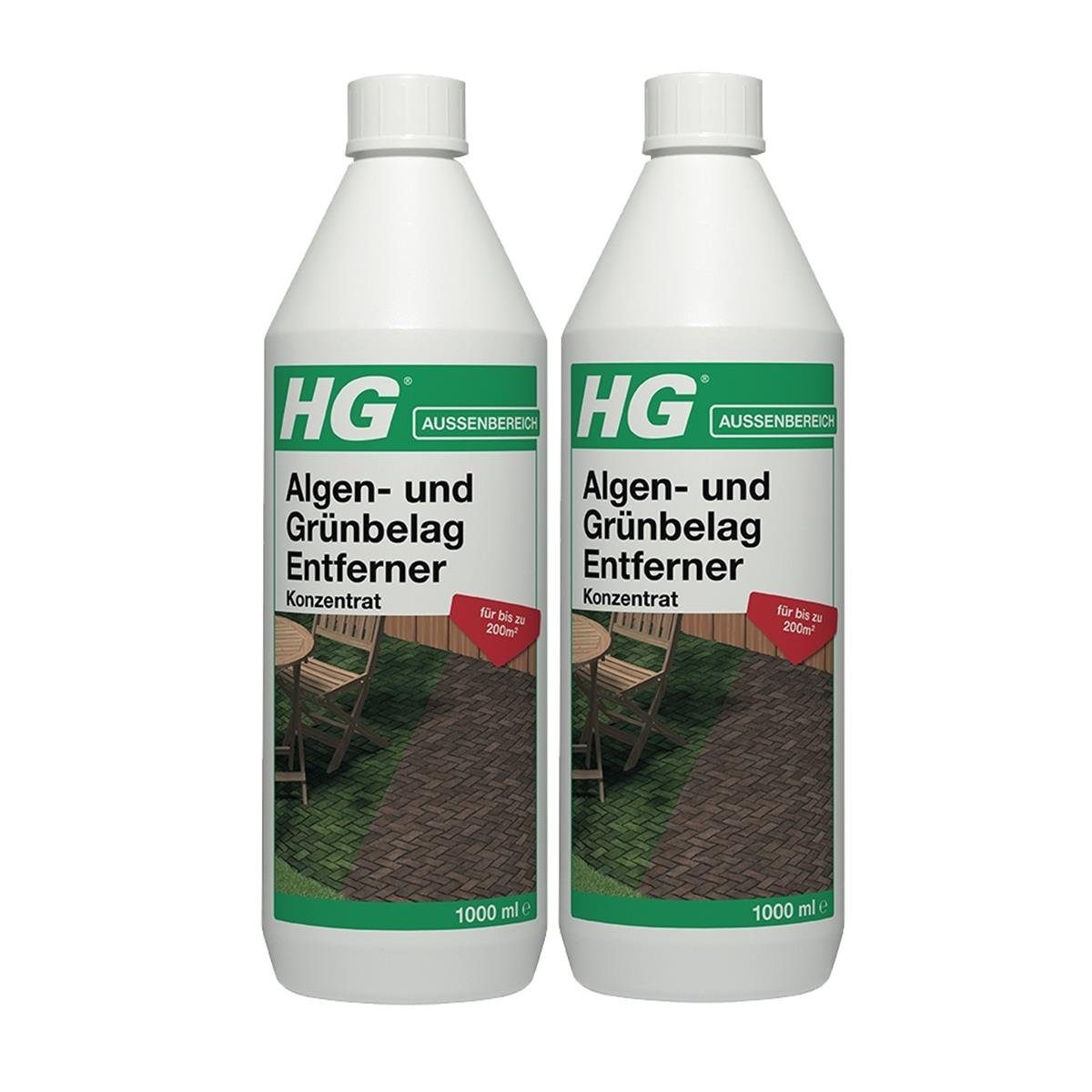 HG HG Algen- und Grünbelag Entferner Konzentrat 1L (2er Pack) Spezialwaschmittel