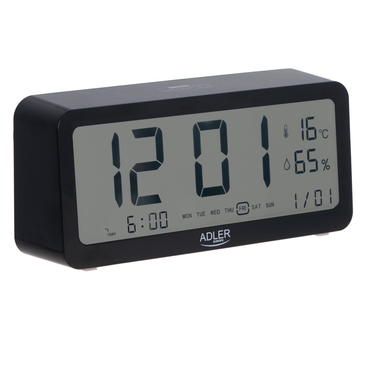Adler Tischuhr AD 1195 mit Weckfunktion, LED-Display, Temperatur- und Hygrometerfunktion