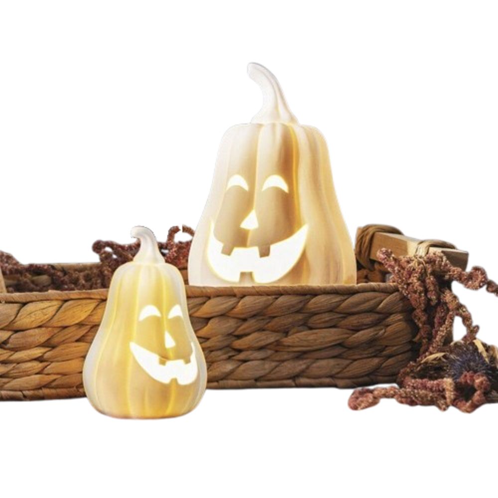 Home-trends24.de LED Dekofigur LED-Kürbis LED Dekofigur Pumpkin 2er Set Wei günstig online kaufen