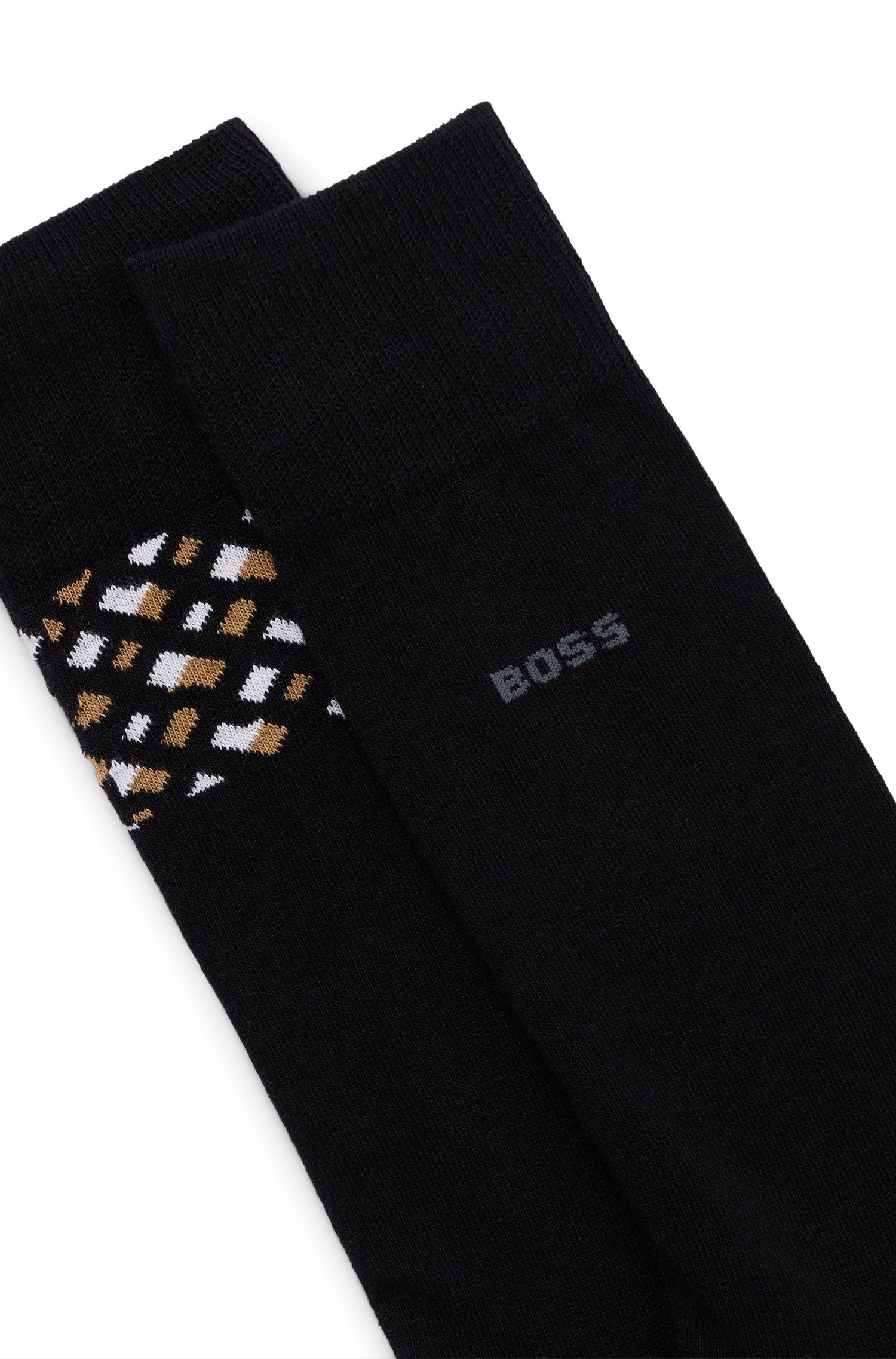 BOSS 2er) BOSS mit 2-Paar, 2P Stickerei Block Mono (Packung, Black RS 001 Businesssocken CC