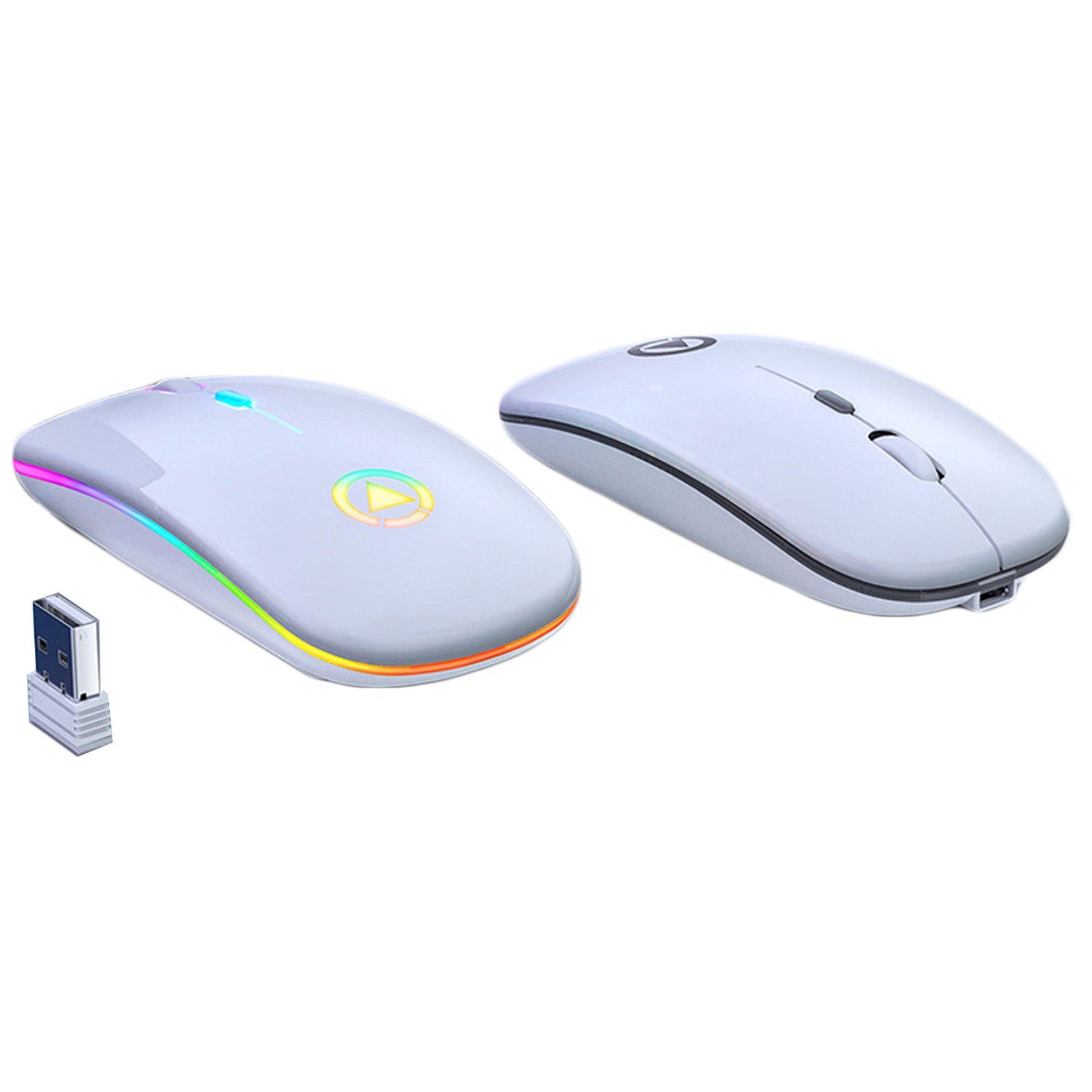 Diida Maus kabellos, PC-Mäuse, 2.4GHz+Bluetooth, stumm, Weiß Gaming-Maus