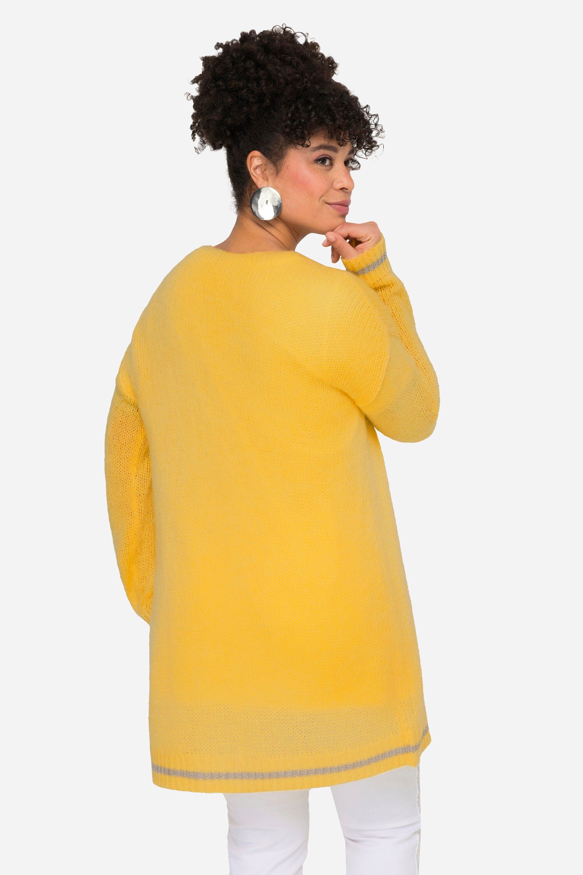 MIAMODA Strickjacke Strickjacke Glitzer-Bündchen offene Form Langarm