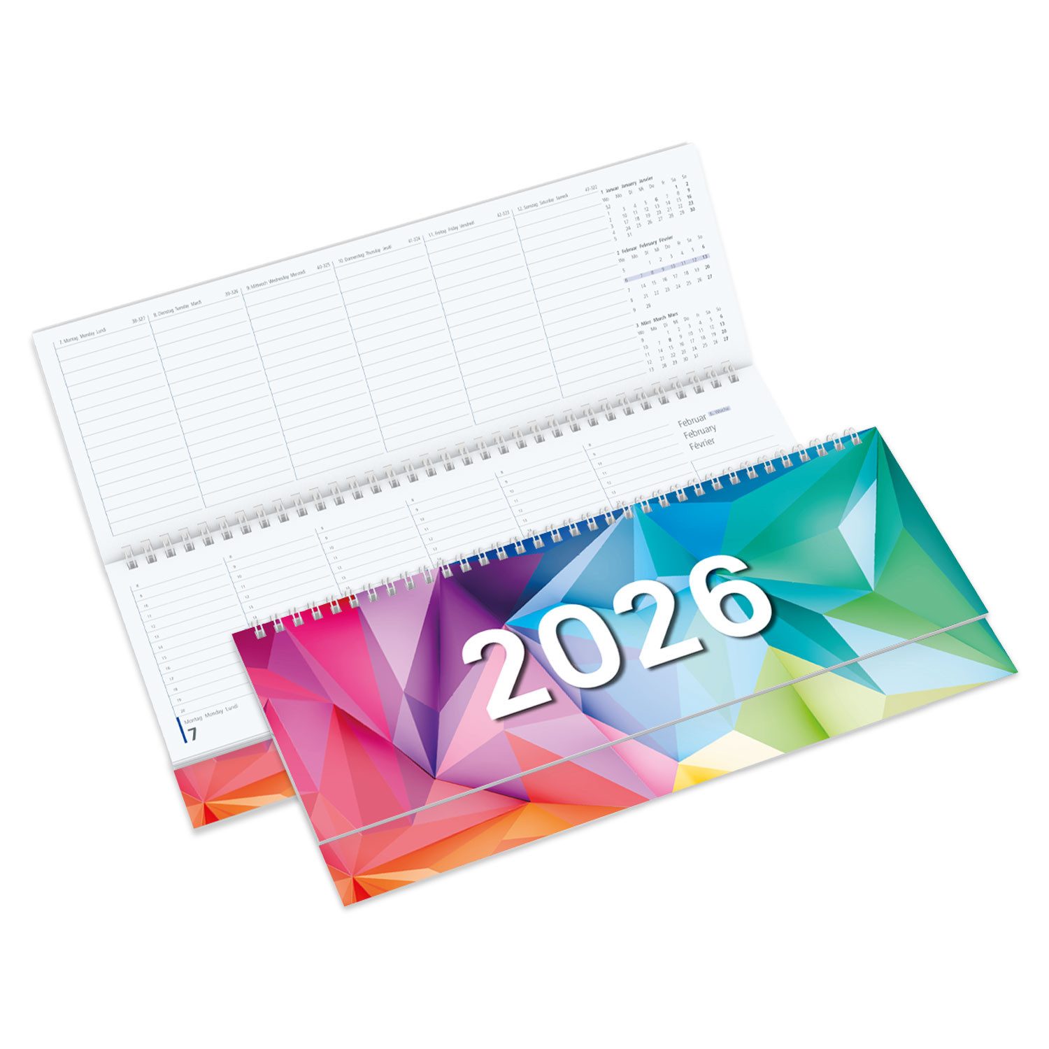 Timr Настольный календарь Настольный календарь 2026 quer - 1 Woche auf 2 Seiten D - GB - F I tr362