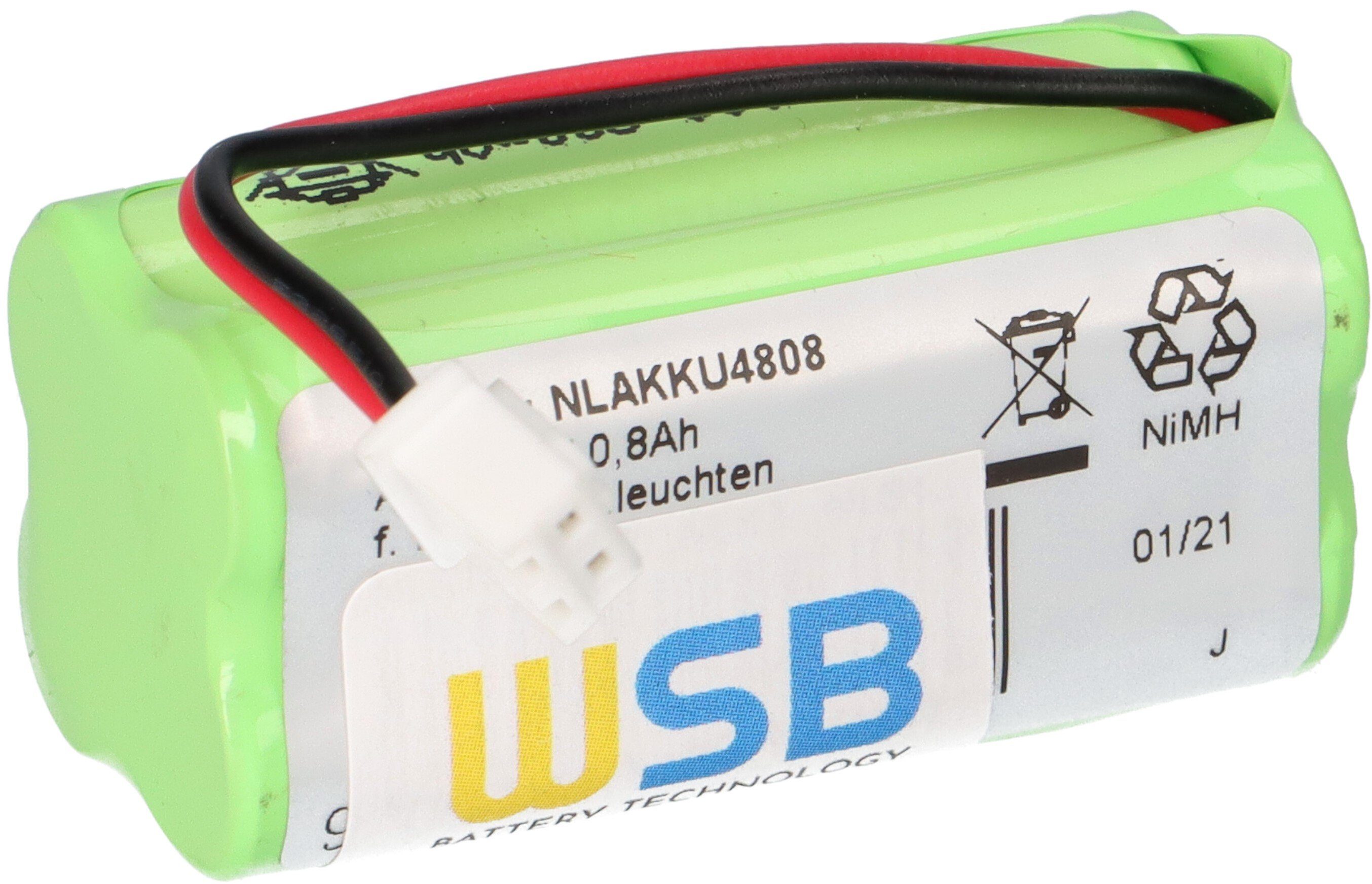 WSB Battery Technlology GmbH 4,8V 800mAh AAA Ni-MH F2x2 Notleuchten Akkupack Kabel und Stecker Akku