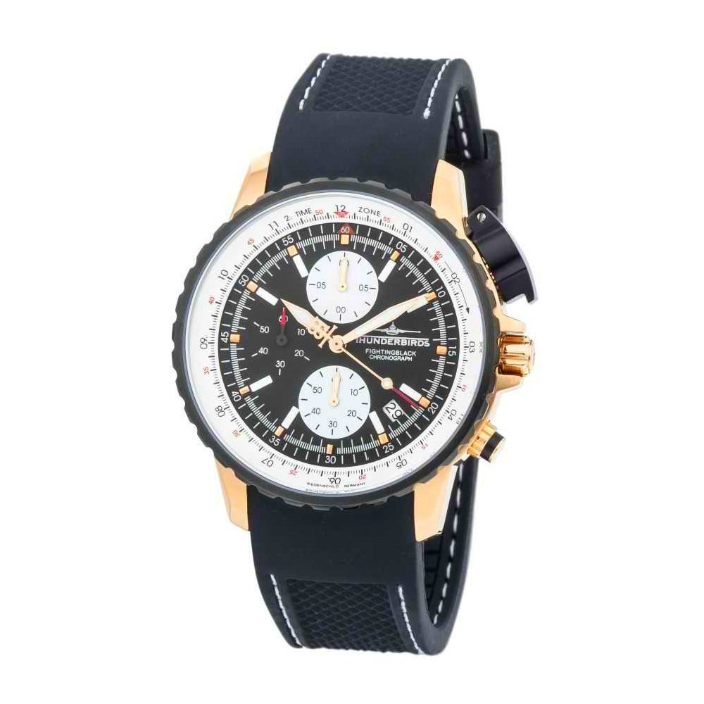 Thunderbirds Chronograph Fighting Black TB1057-02 Herrenuhr 43 mm Schwarz Silikonband