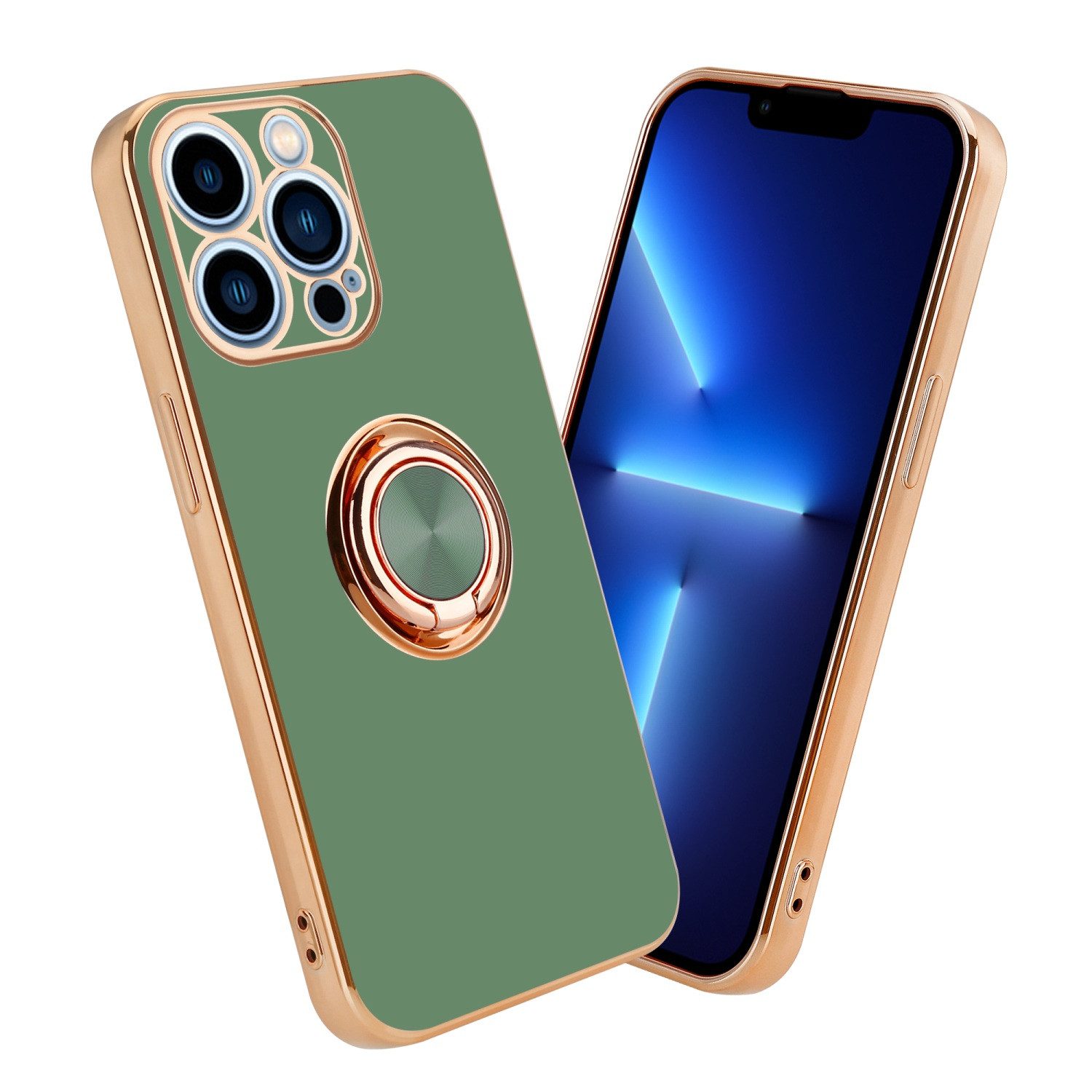 Cadorabo Handyhülle für iPhone 13 PRO MAX Hülle Apple iPhone 13 PRO MAX, Schutzhülle - TPU Silikon Hülle - mit Kameraschutz und Ring