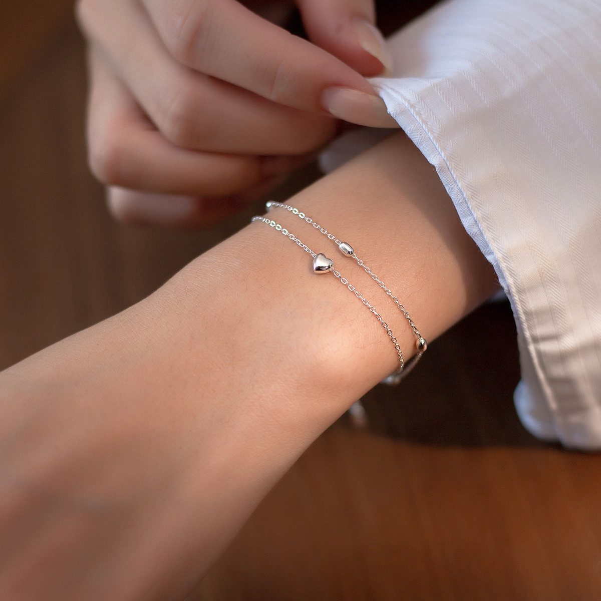 Color Design Armband Modernes S925 Silber Armband mit Herz Anhänger und Dop günstig online kaufen