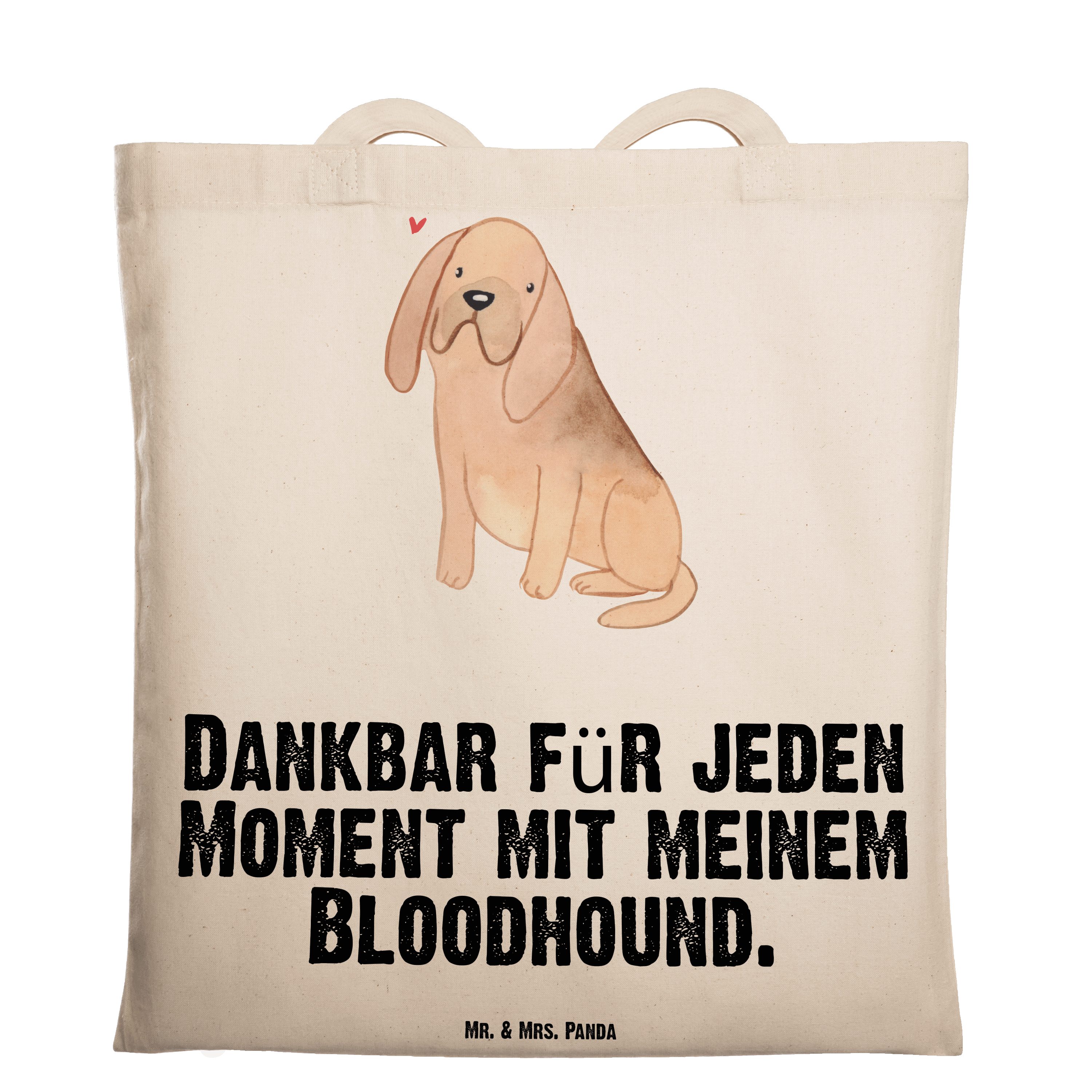 Mr. & Mrs. Panda Tragetasche Bloodhound Moment - Transparent - Geschenk, Rassehund, Einkaufstasche (1-tlg) | Canvas-Taschen