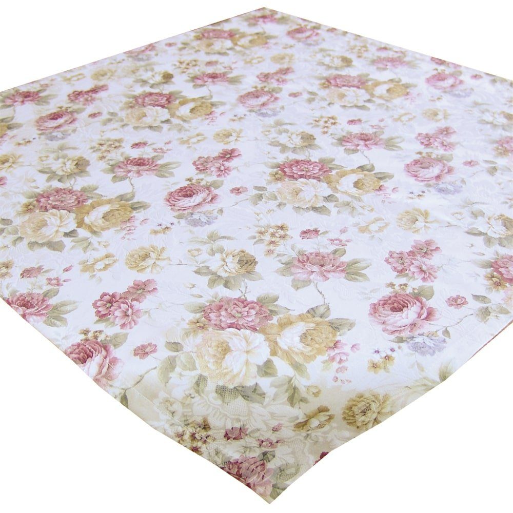 matches21 HOME & HOBBY Tischdecke Tischdecke CHLOE Rosen Blüten Jacquard Polyester 110 x 110 cm (1-tlg), Pflegeleicht & waschbar bei 30 °C