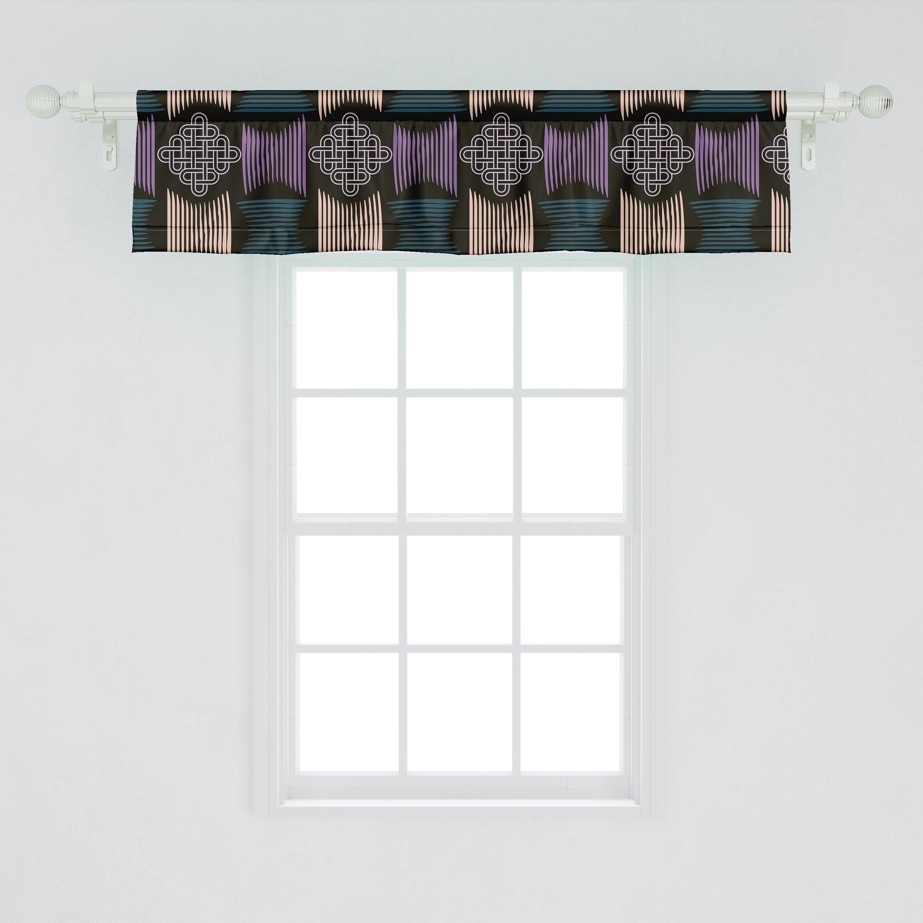 Vorhang Küche Microfaser, Schlafzimmer Abstrakt Dekor Volant Scheibengardine Art-Deco-Stil-Elemente für Stangentasche, Abakuhaus, mit