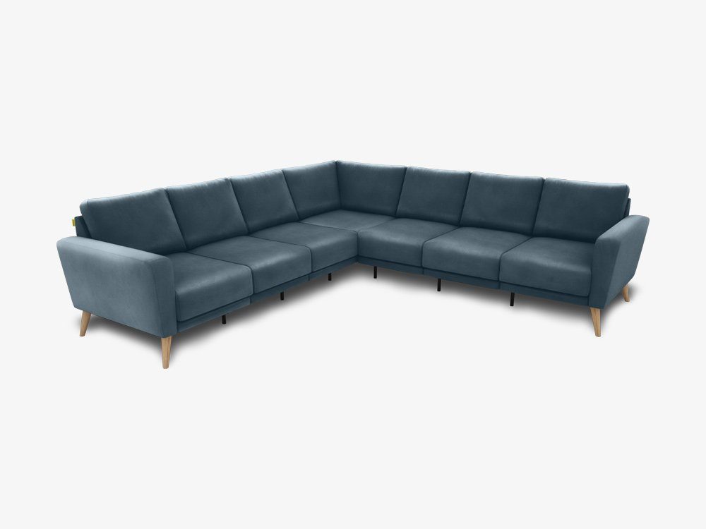 KAUTSCH.com Ecksofa 7-Sitzer LOTTA Ecksofa, L-Form, Leder, zerlegbares System, modular erweiterbar, hochwertiger Kaltschaum, Wellenfederung, made in Europe schiefergrau