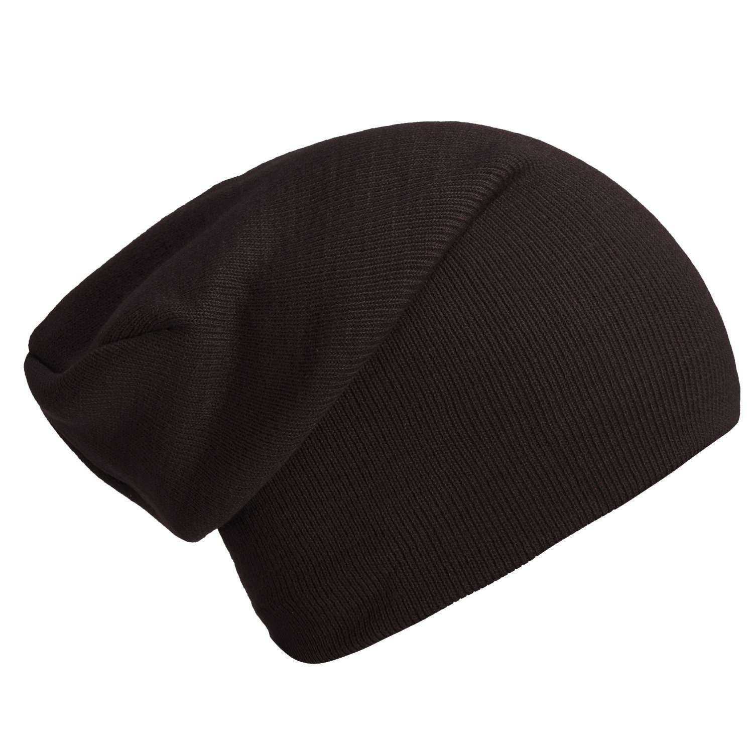 DonDon Beanie Schlauchmütze Mütze (Packung, 1-St) Wintermütze, klassischer Slouch-Beanie lavagrau-braun