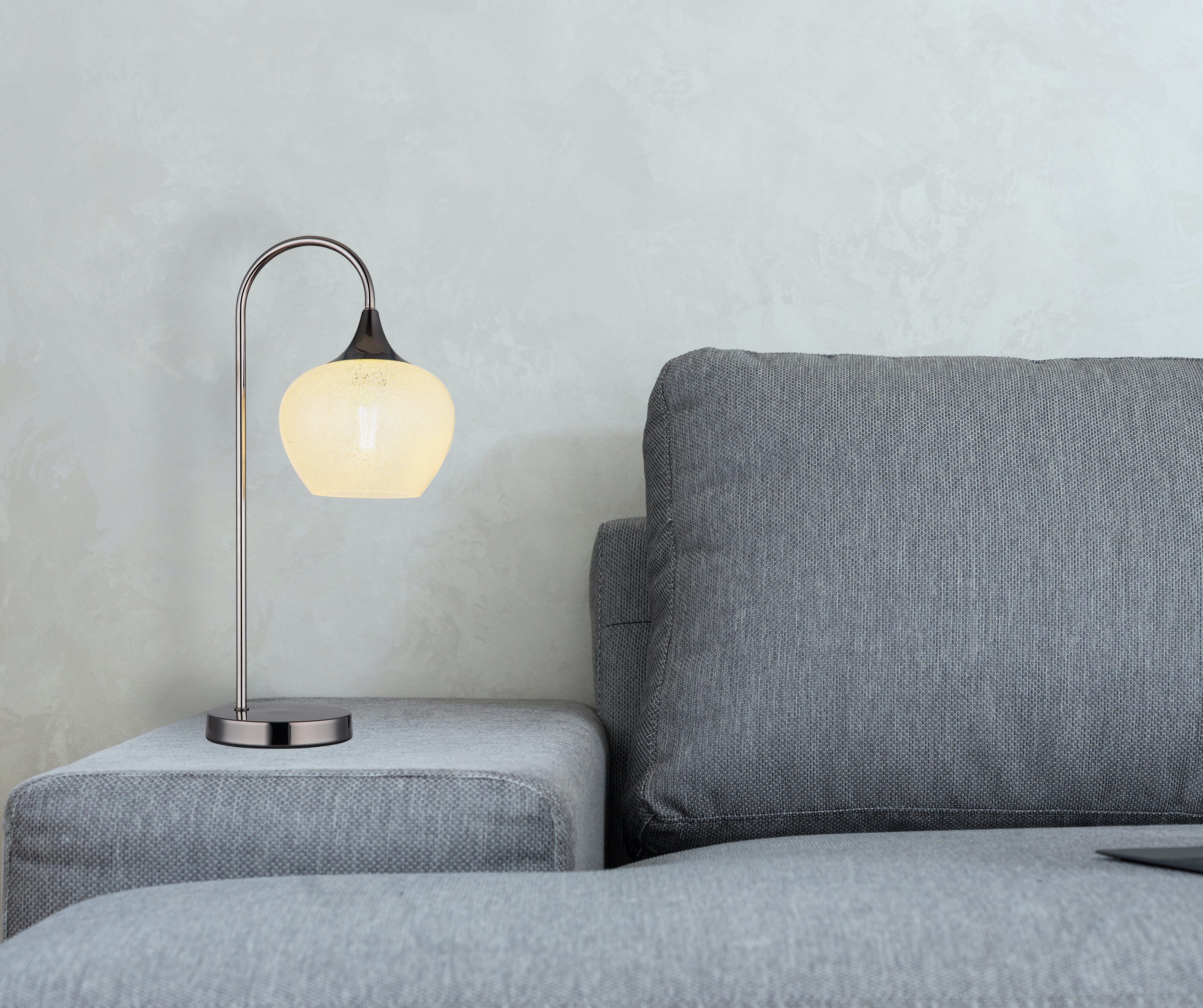 GLOBO LIGHTING Tischleuchte MAXY, ohne Leuchtmittel, Tischleuchte Schwarz-Chrom, Glas/Kristalle, E27