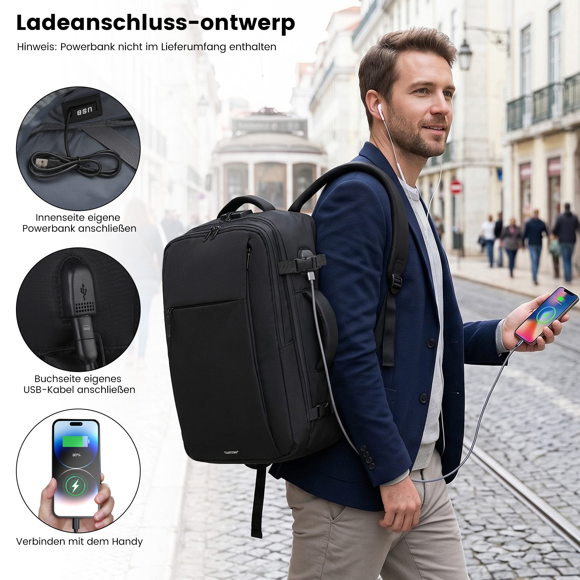 TANTOMI Reiserucksack Ryanair Handgepäck Rucksack mit 2 Größen, Laptopfach – Bild 3 von 5