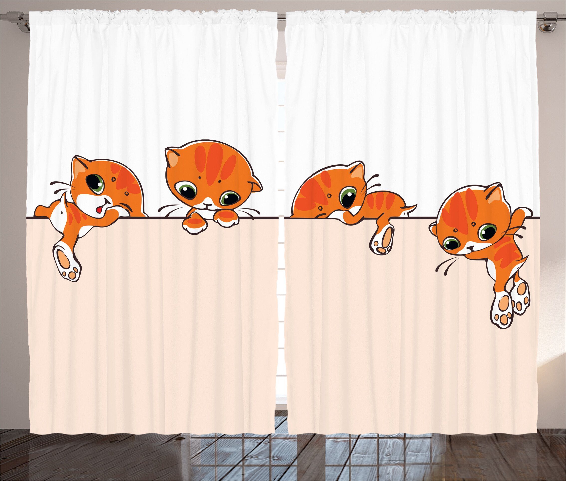 Gardine Schlafzimmer Kräuselband Vorhang Haken, Banner Schlaufen Abakuhaus, mit kleinen mit und Kätzchen Katze