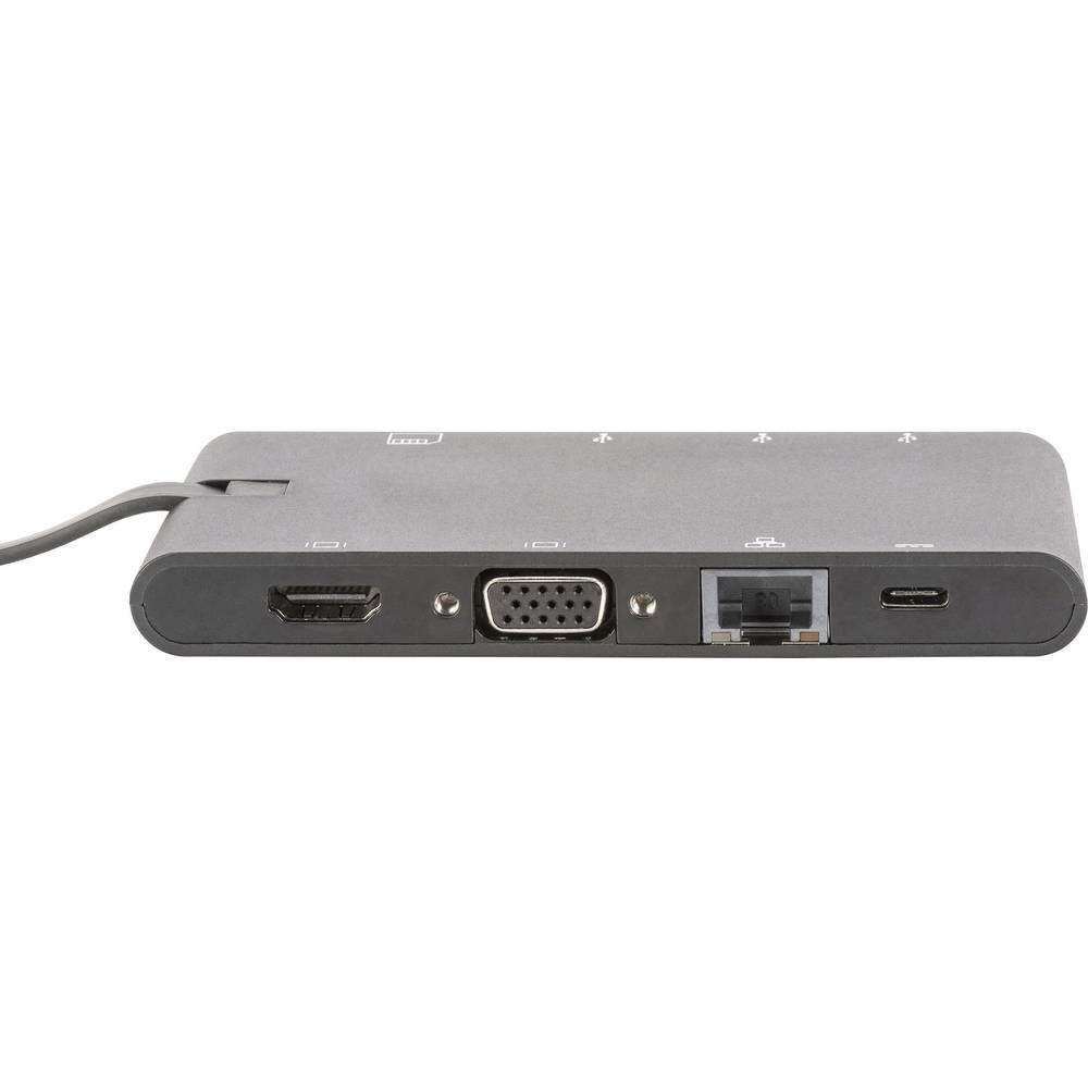 Digitus Laptop-Dockingstation USB 3.1 Typ C Multiport Travel Dock, 9 Port, 4K, inkl. Ladefunktion