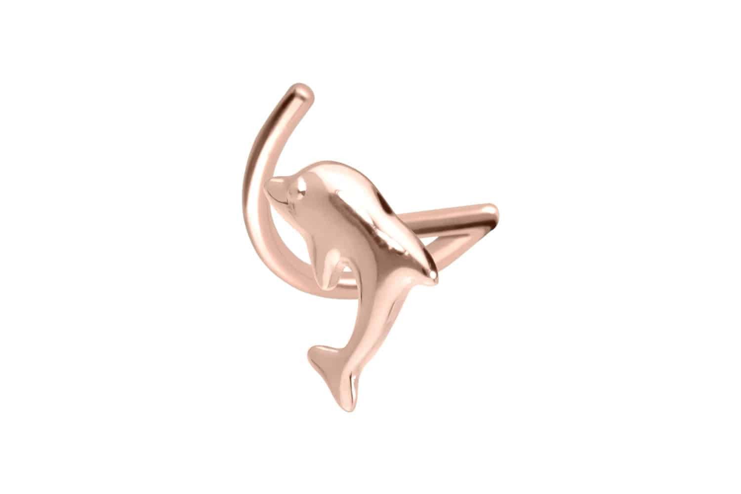 Nasenpiercing 14/18 Karat Gold Nasenstecker Spirale DELFIN
