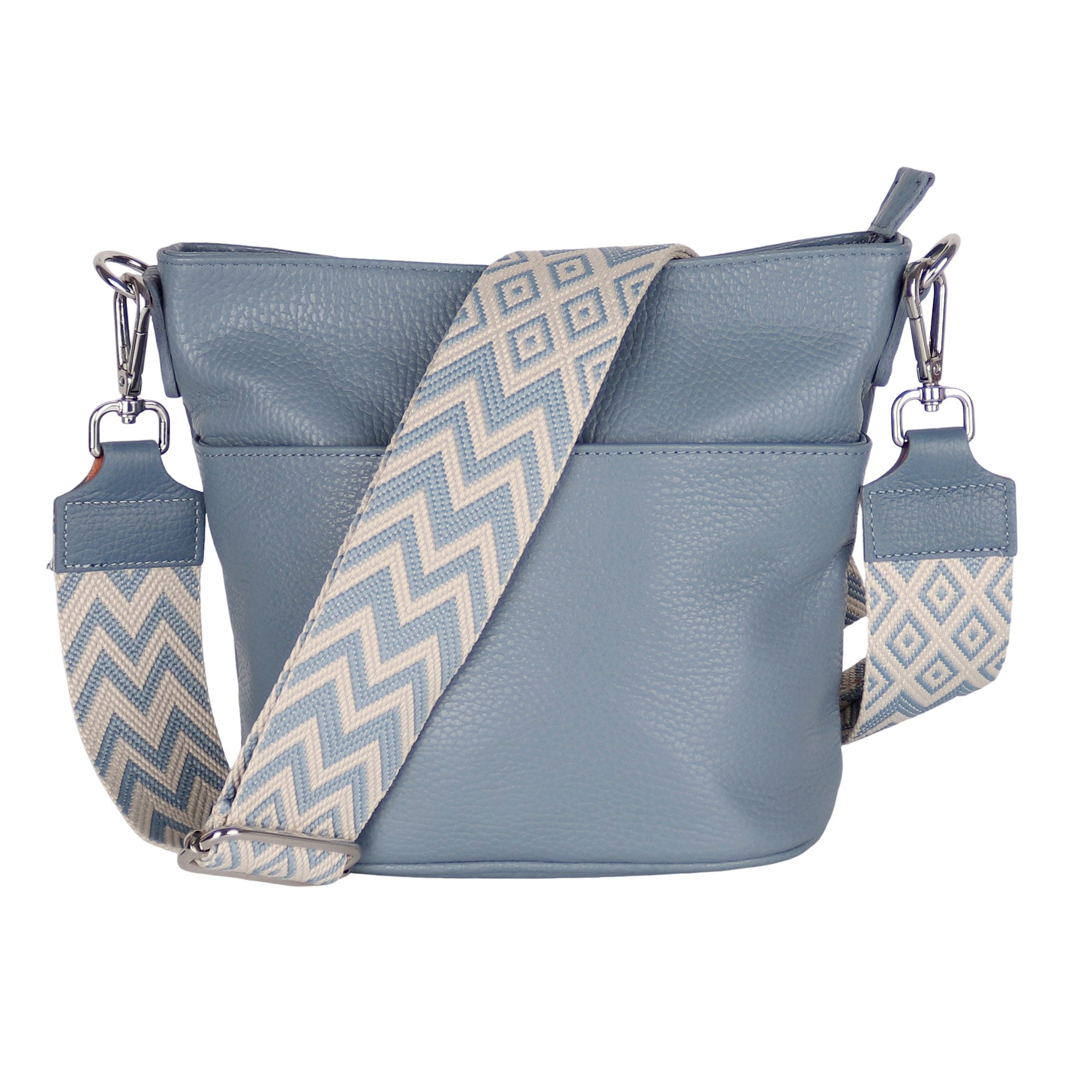 MIRROSI Umhängetasche Damen, Crossbody Bag, Echtleder Made in Italy (1 Tasche 2 Gurte oder Basic Version 1 Tasche 1 Gurt), 24x18x12cm (BXHXT)