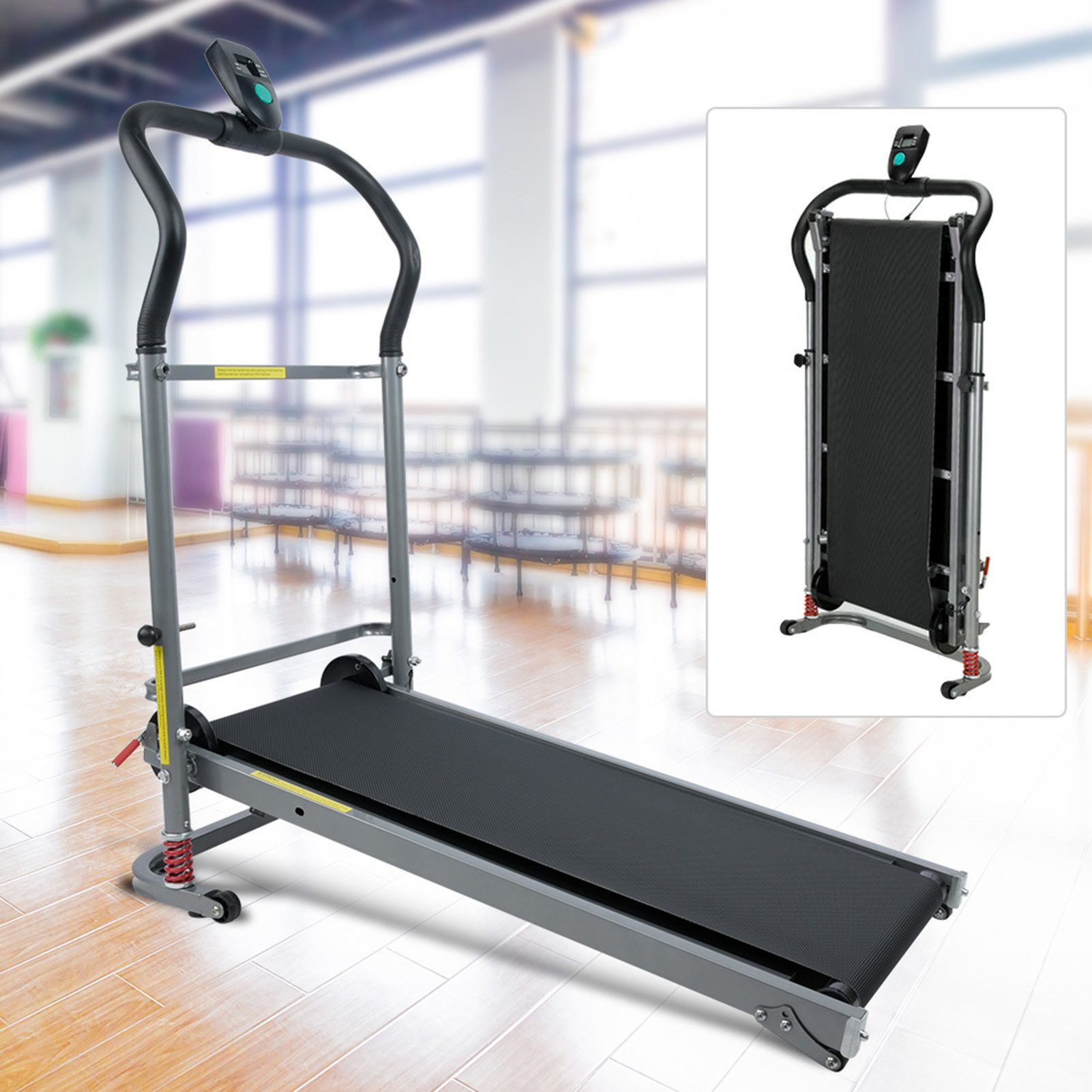 GARRYFIZH Laufband Mini Laufband klappbar bis 110kg, mechanischer Heimtrainer ohne Strom, Gelenkschonend mit Dämpfung, 2 Stufen, platzsparend für Home Office
