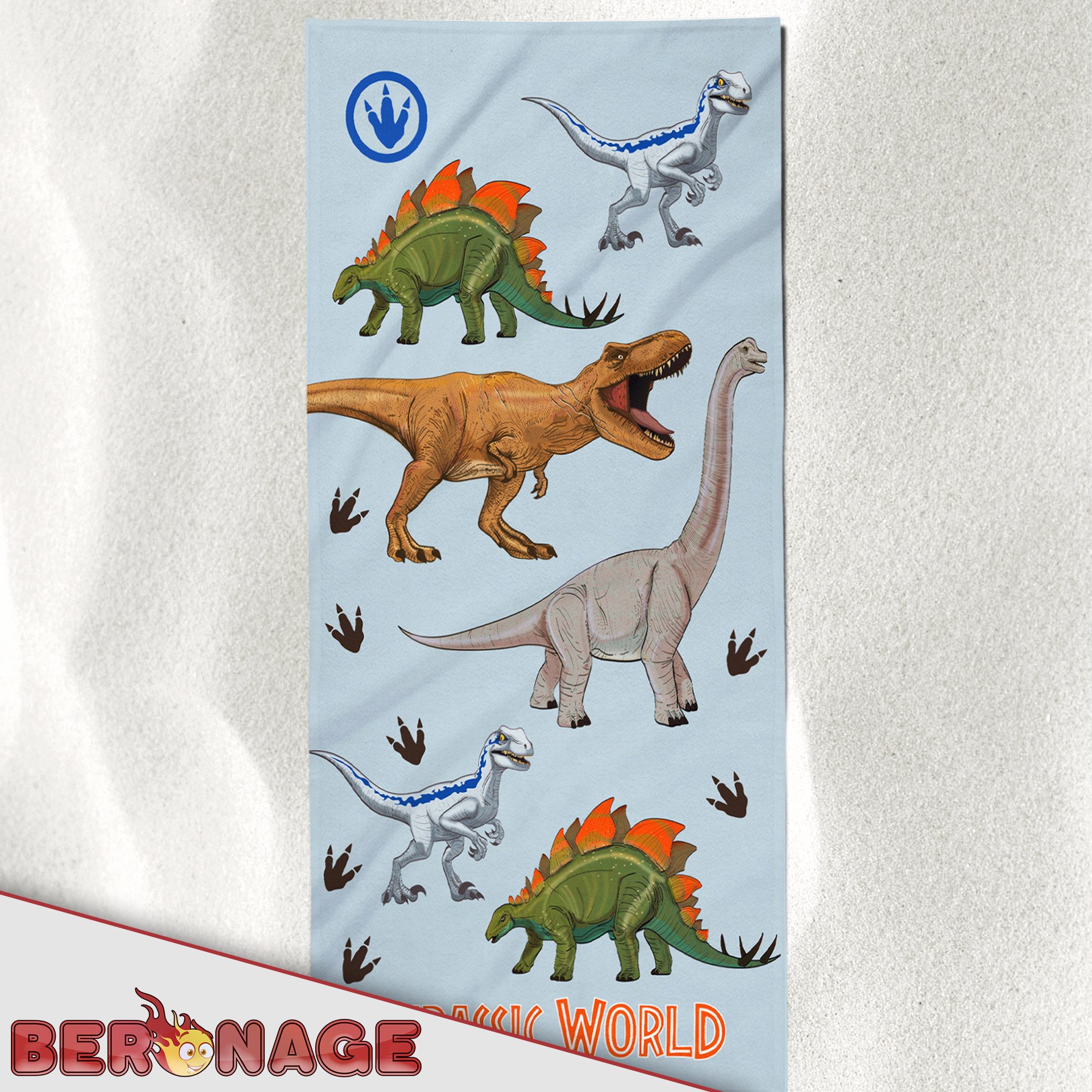 BERONAGE Strandtücher Jurassic World Badetuch Dinosaurier Park 60x120 cm, 100% Baumwolle (1-St), Frottee in Velours-Qualität