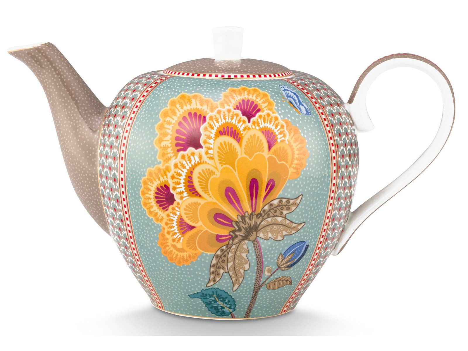 PiP Studio Teekanne Blooming Tales Fantasy Khaki-Blue Teekanne Large 1,6l