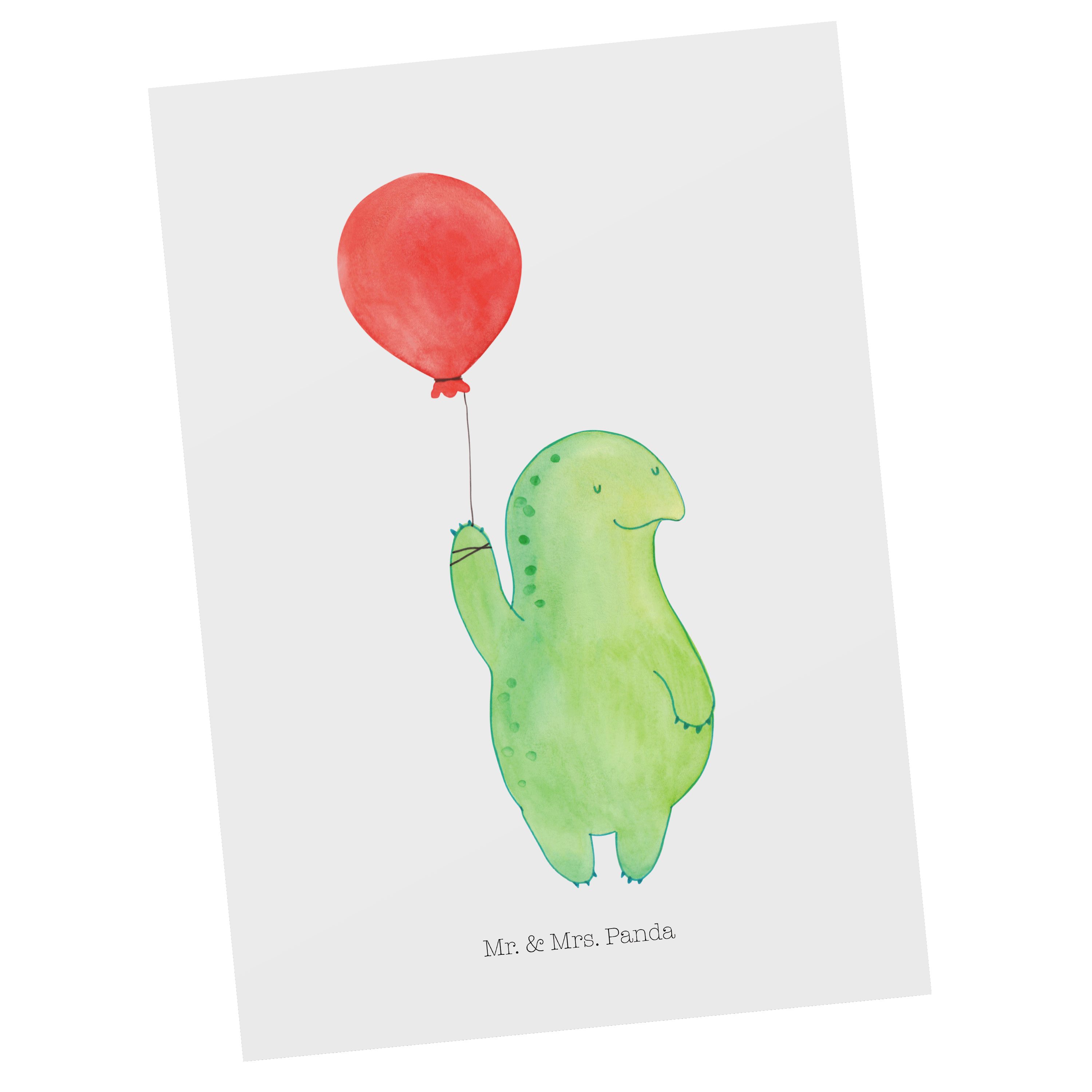 Mr. & Mrs. Panda Postkarte Schildkröte Luftballon - Weiß - Geschenk, Mutausbruch, Einladung, Ges