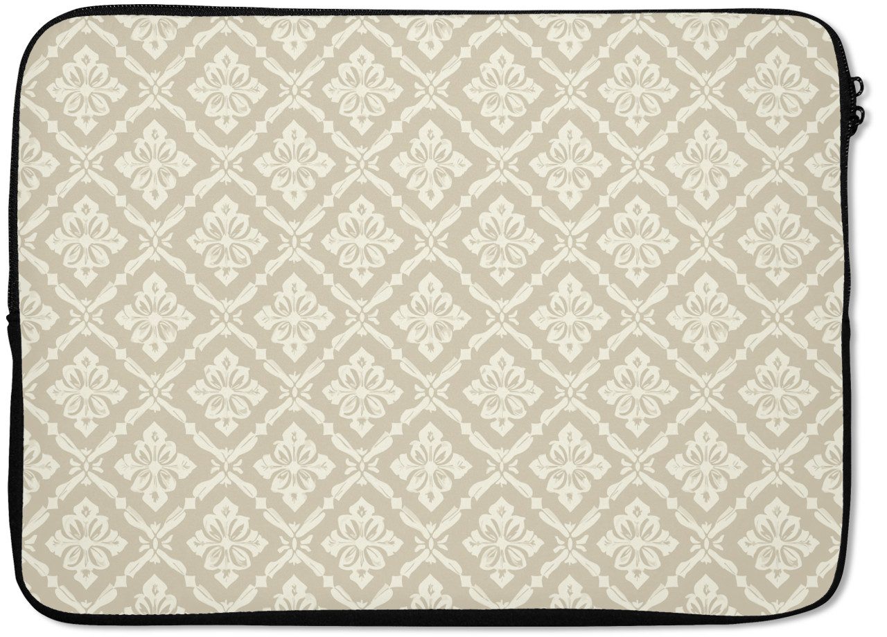 MuchoWow Laptop-Hülle Floral - Ornament - Beige 13.3 Zoll, Laptopsleeve, weiches Innenfutter zum Schutz Kratzern, Laptoptasche