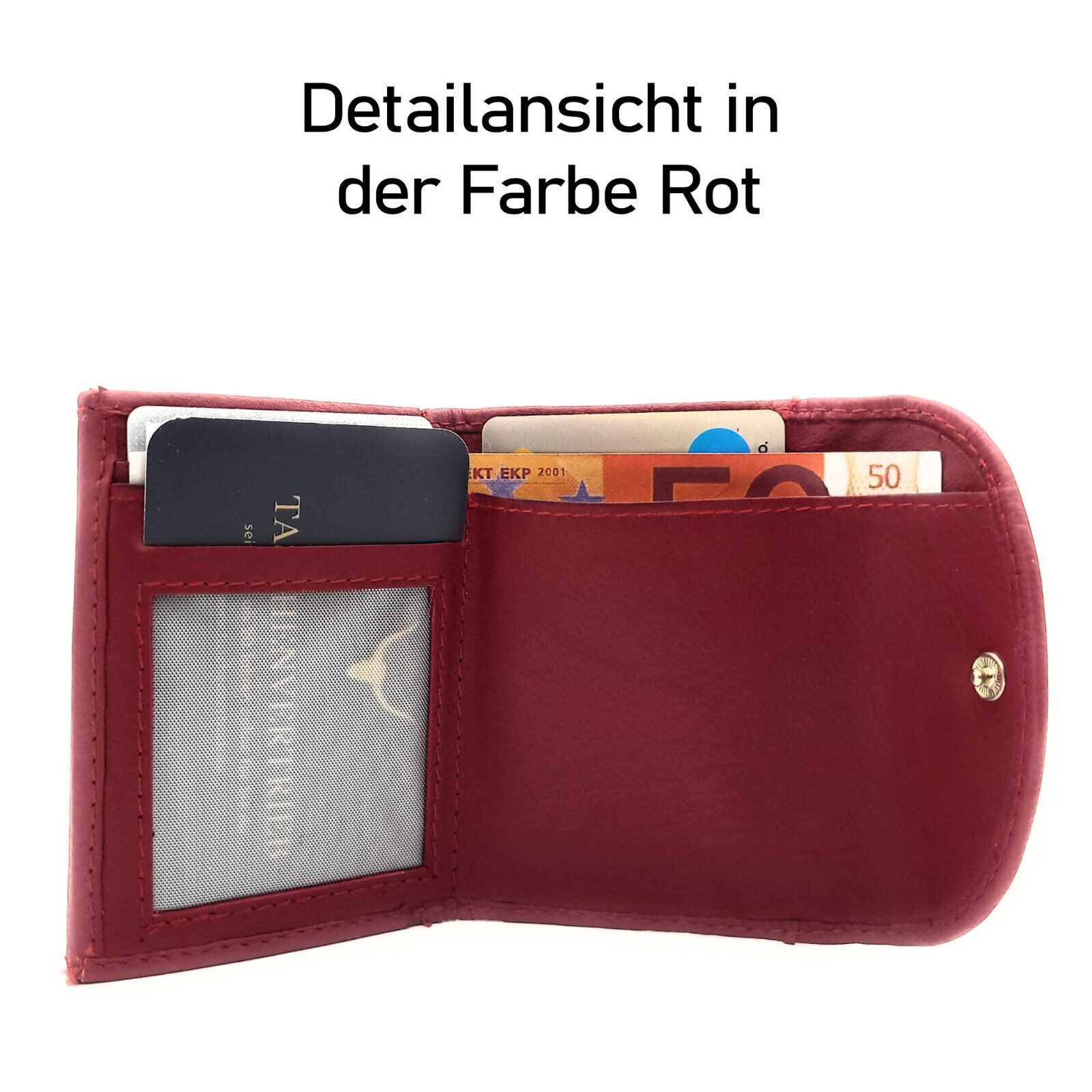 JOCKEY CLUB Mini Geldbörse kleines echt Leder Portemonnaie, Urlaubsbörse mit RFID Schutz, Wickelbörse mit Münzfach, Scheinfach, 3 Kartenfächer, Fotofach