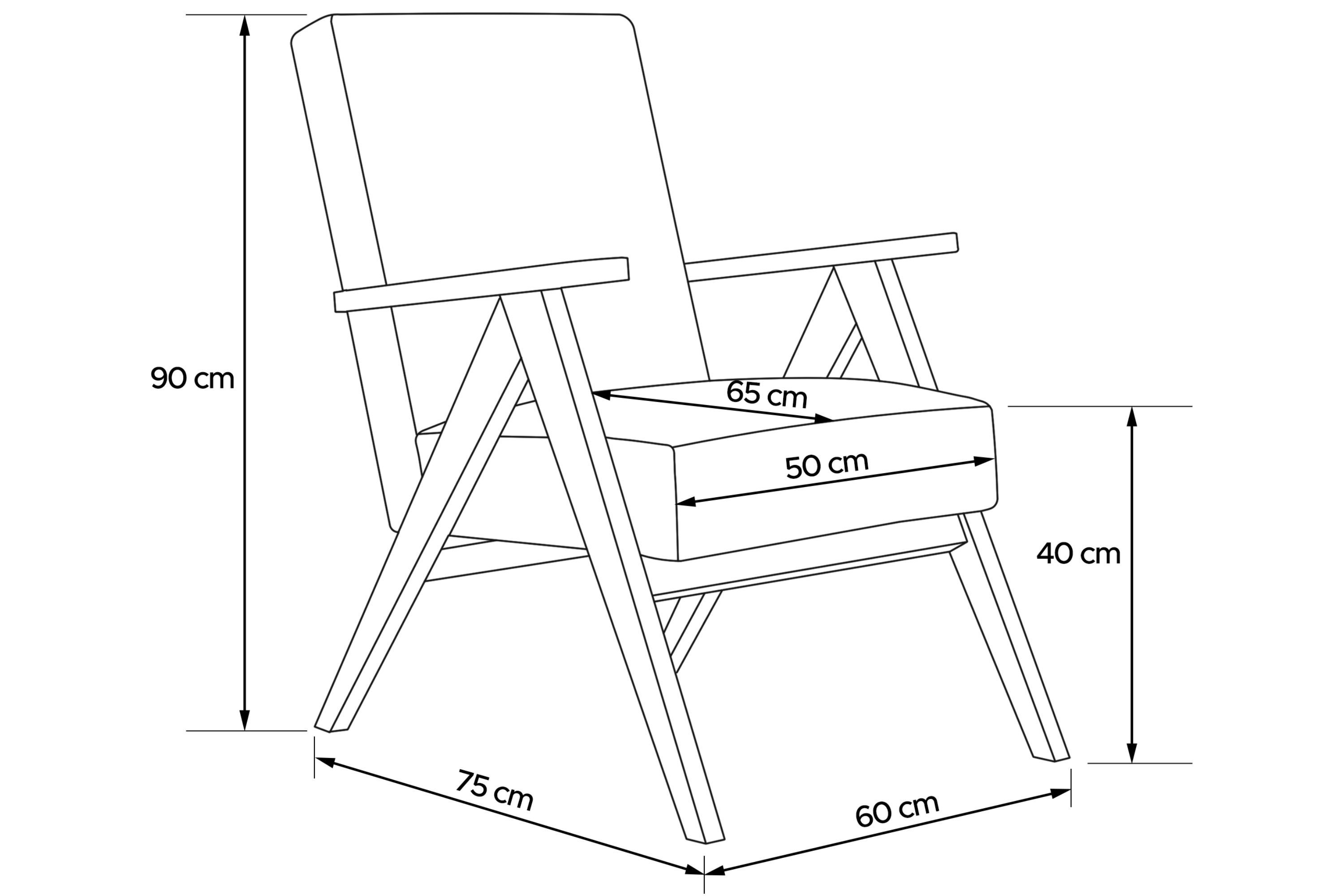 Konsimo Cocktailsessel NASET Sessel, Rahmen Rückenlehne profilierte aus lackiertem Holz