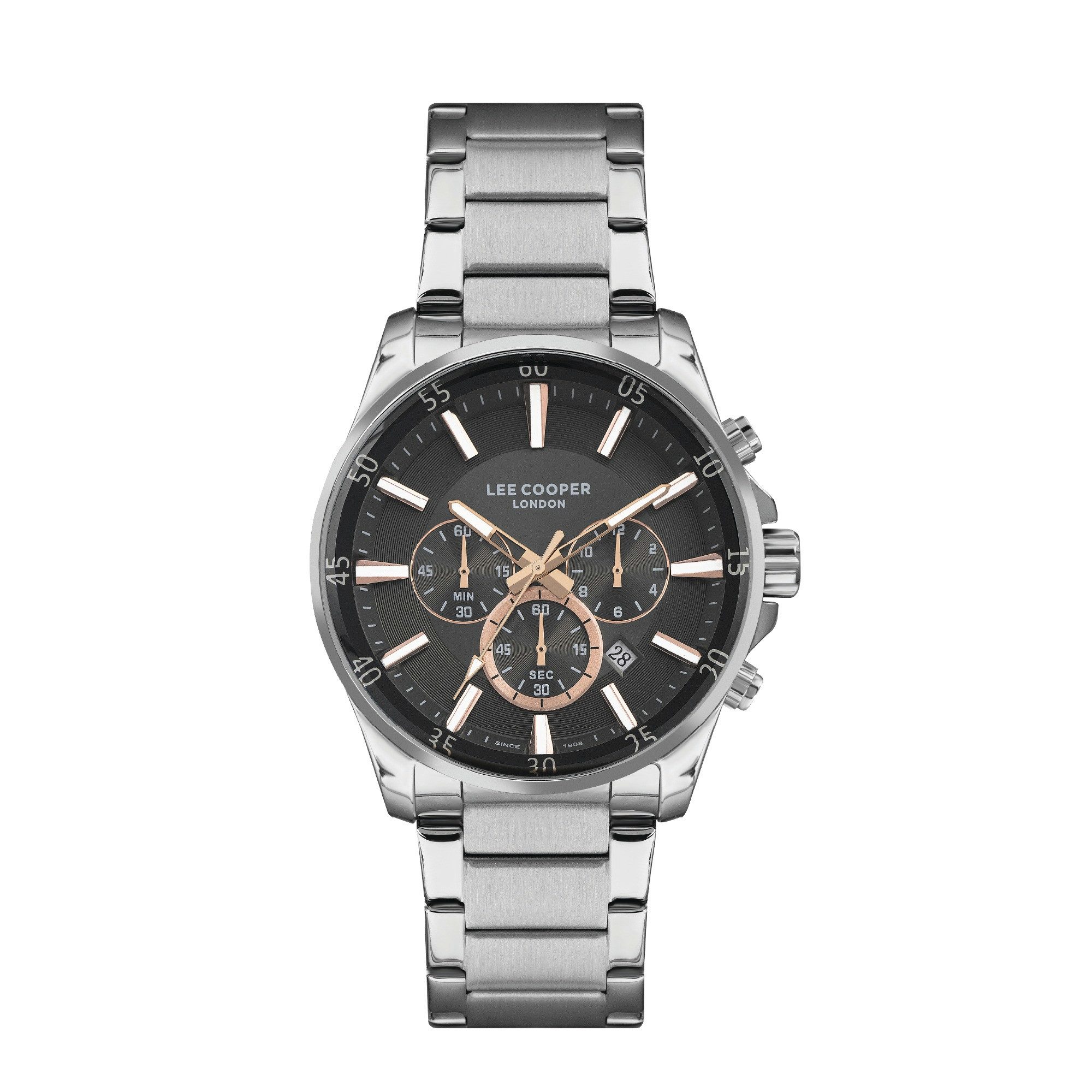 Lee Cooper Multifunktionsuhr Herrenuhr mit Metallarmband, 45 mm, Herren Armbanduhr LC07322.360