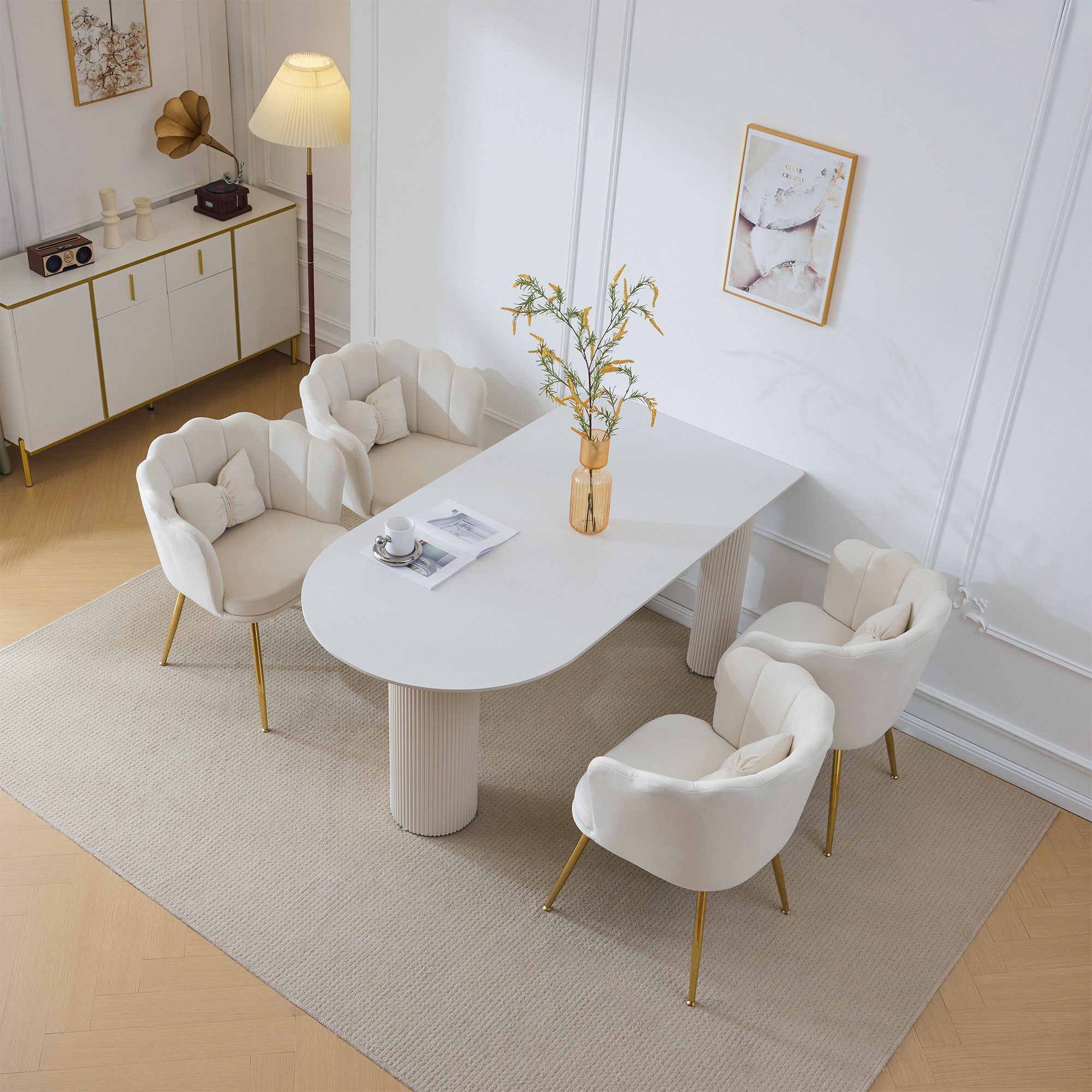 OKWISH 4-Fußstuhl Polsterstuhl Küchenstuhl Lounge Stuhl, günstig online kaufen